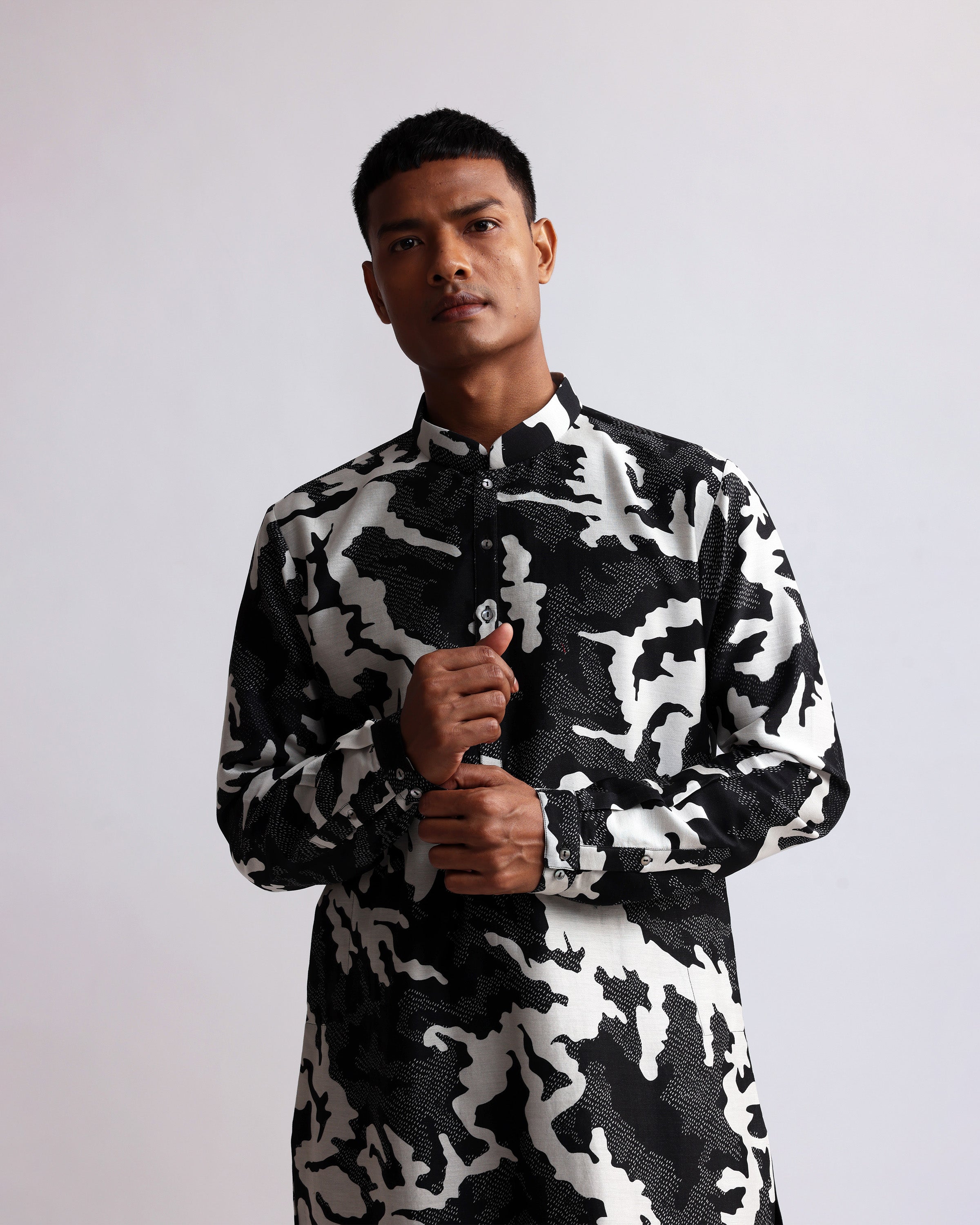COUNTRYMADE Kurtas Shadow Camo Printed Kurta kurta imprimé en chanderi