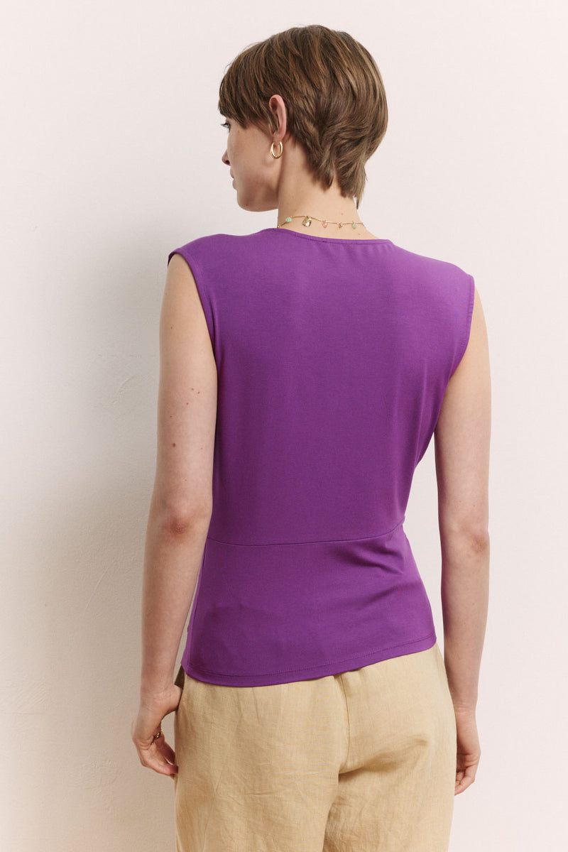 Sourire Multicolore Tops Jaane top violet en Ecovero XS–L col V