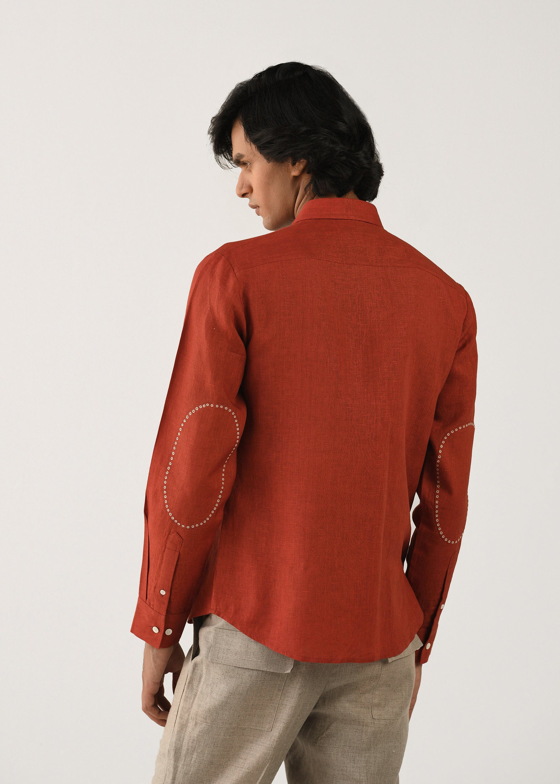 COUNTRYMADE Shirts Pocket Dots Shirt chemise rouge en lin sur mesure