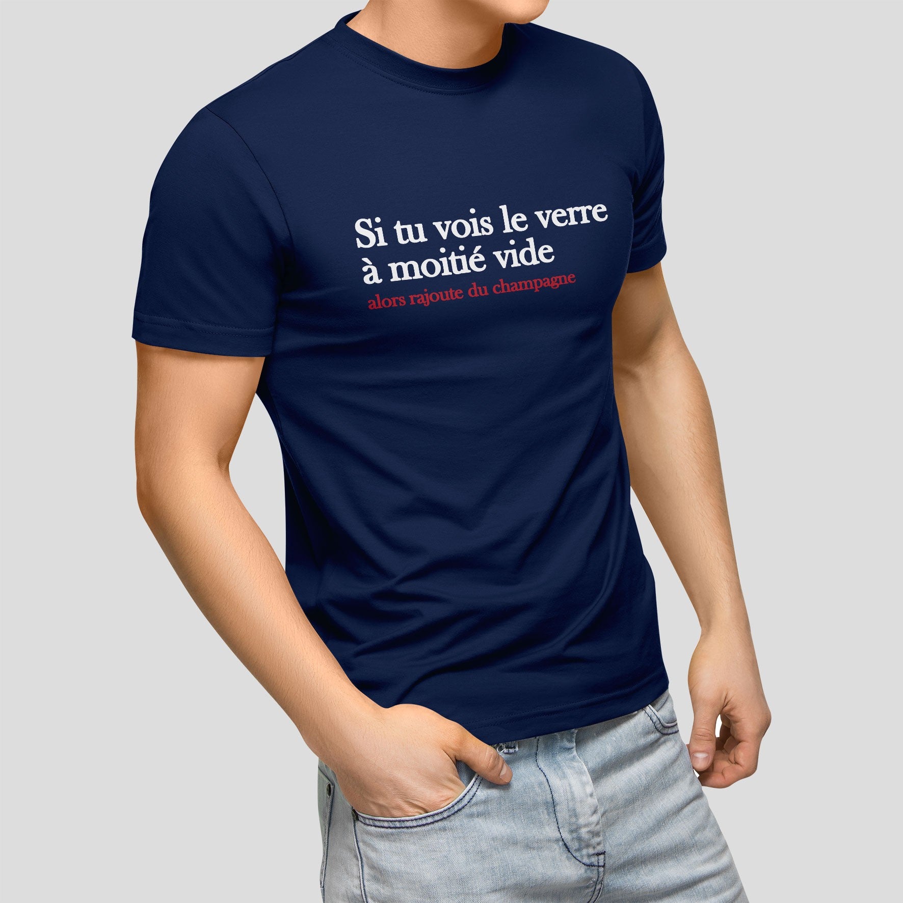 Juste Un T-shirt T-shirts Imprimés Le verre à moitié vide t-shirt homme