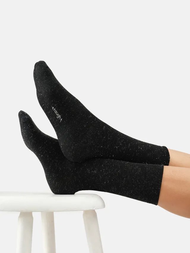 Thought Chaussettes femme noires bambou fil argenté taille 36-40
