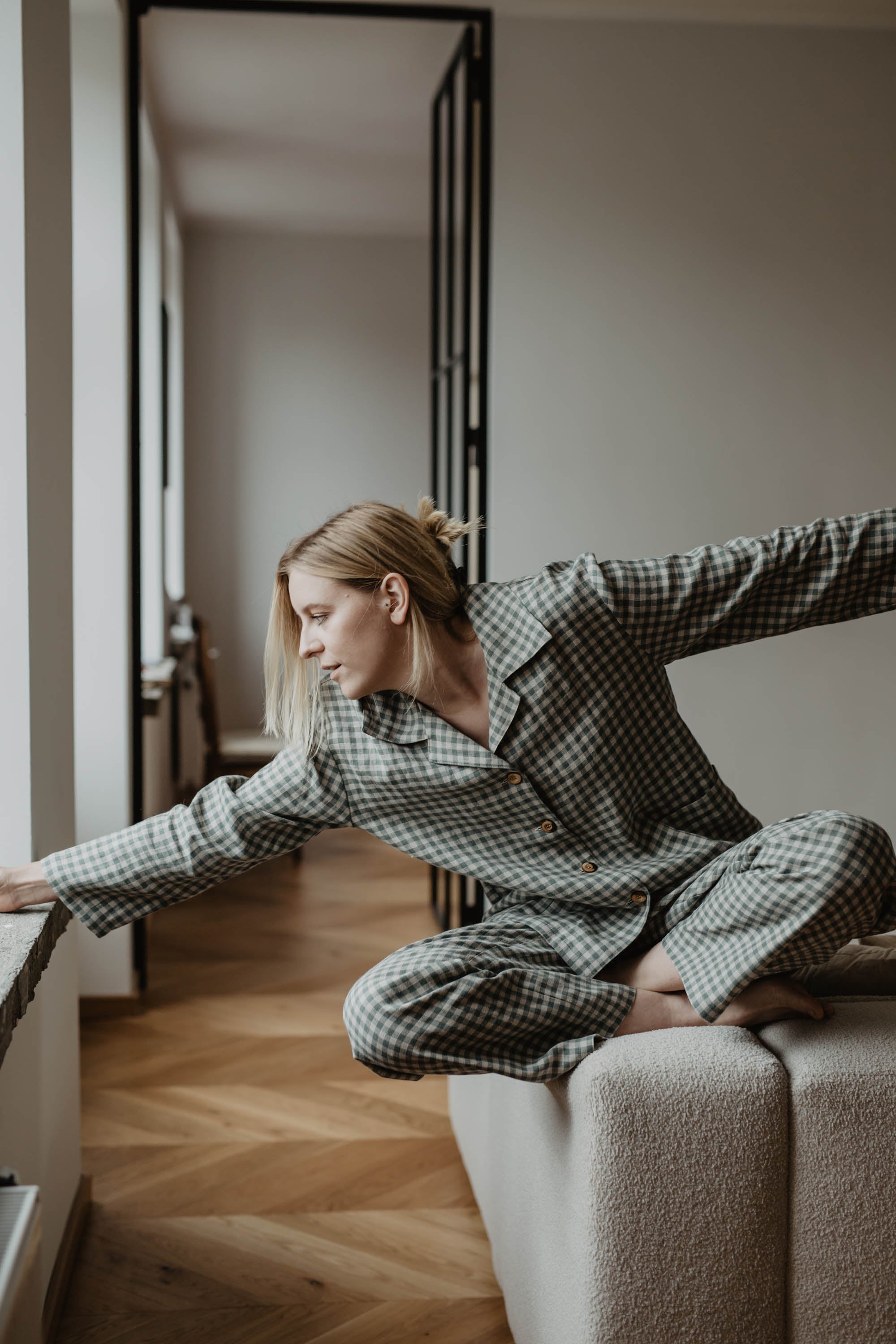 Laumė linen Loungewear PRAURIMĖ pyjama en lin femme XS naturel