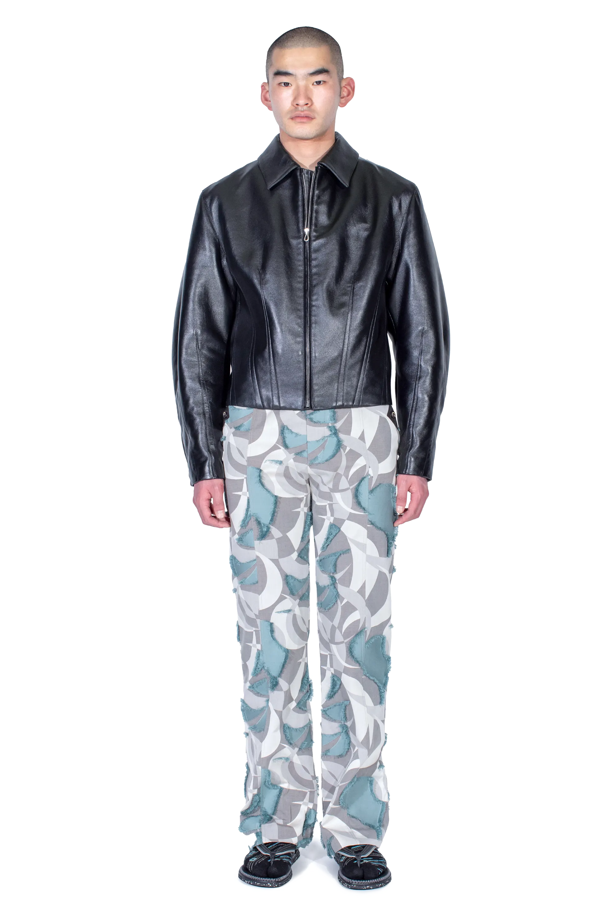Kiko Kostadinov Outerwear LUR Leather Jacket veste Smokey Black cuir