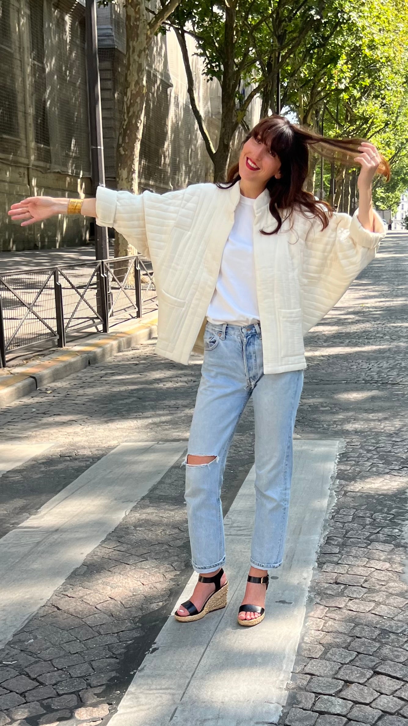 PANTRUCHE Vestes ISADORA veste crème en gaze de coton