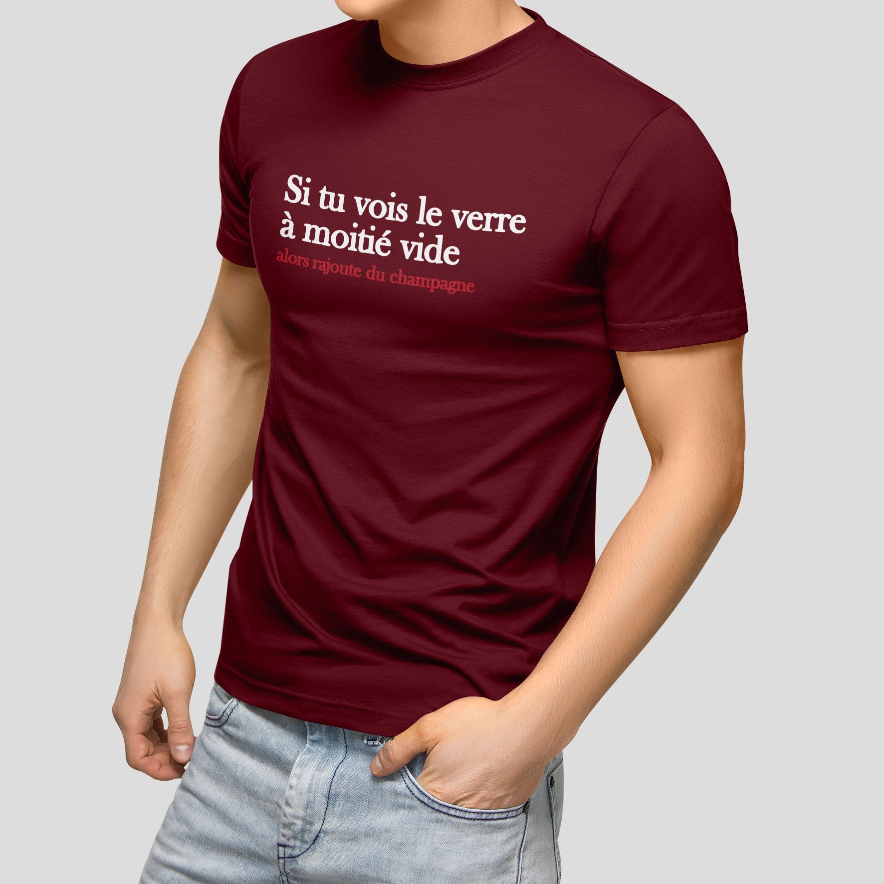 Juste Un T-shirt T-shirts Imprimés Le verre à moitié vide t-shirt homme