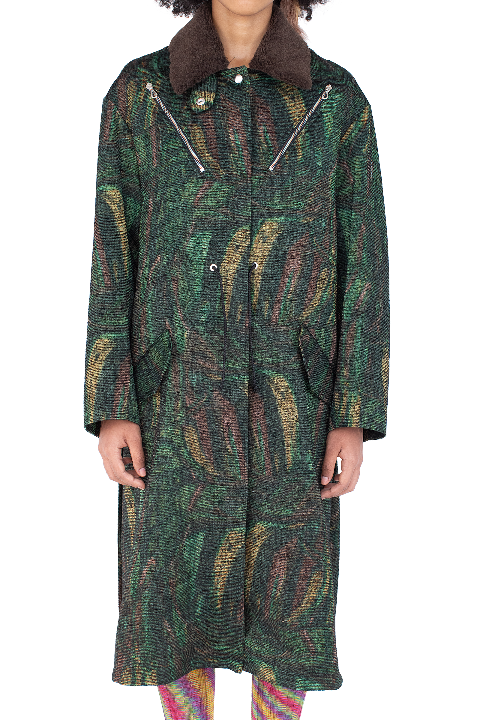 Kiko Kostadinov Outerwear OSPREY manteau imprimé plumes, taille réglable