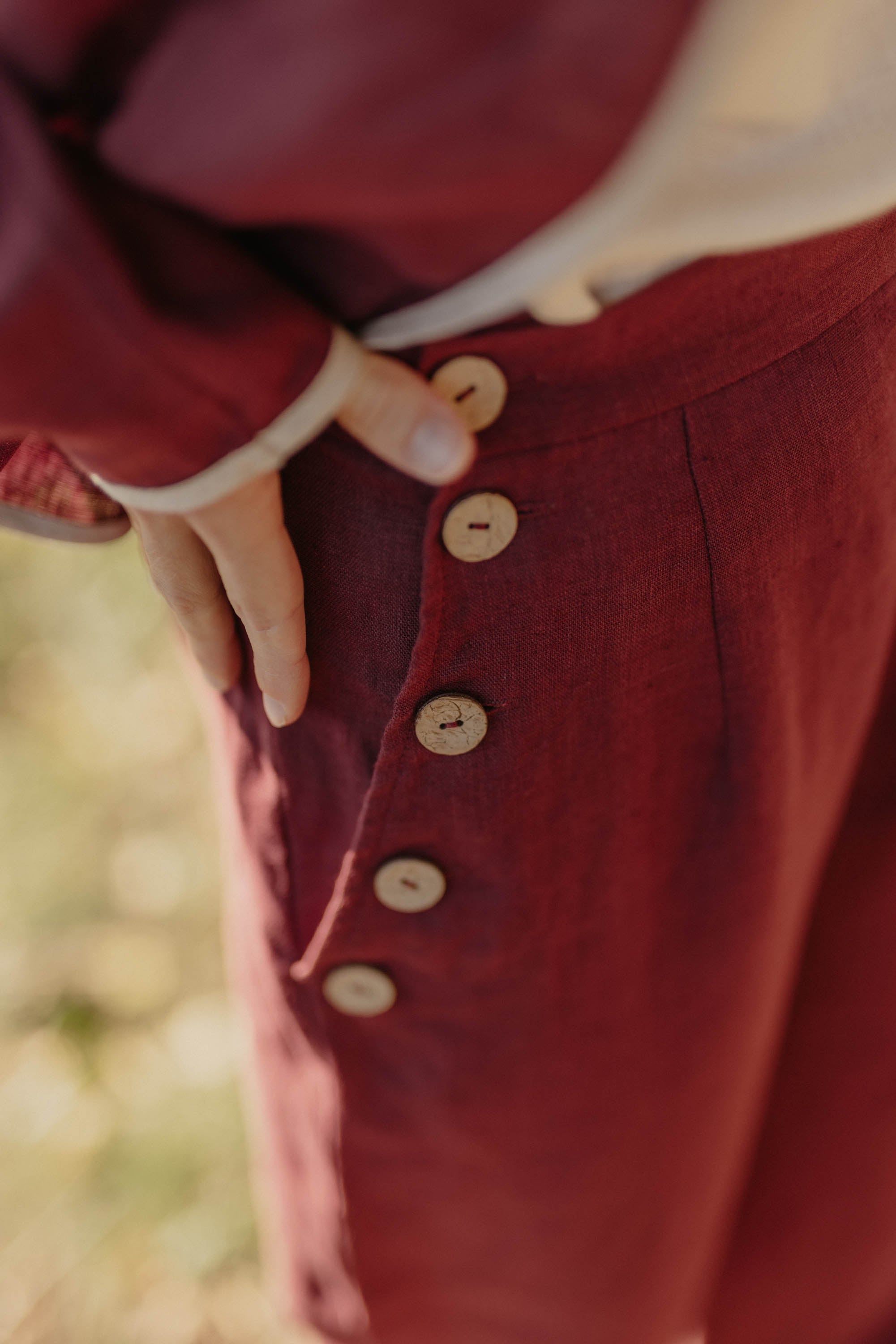 Laumė linen Linen Bottoms Klaipeda pantalon en lin beige à rayures