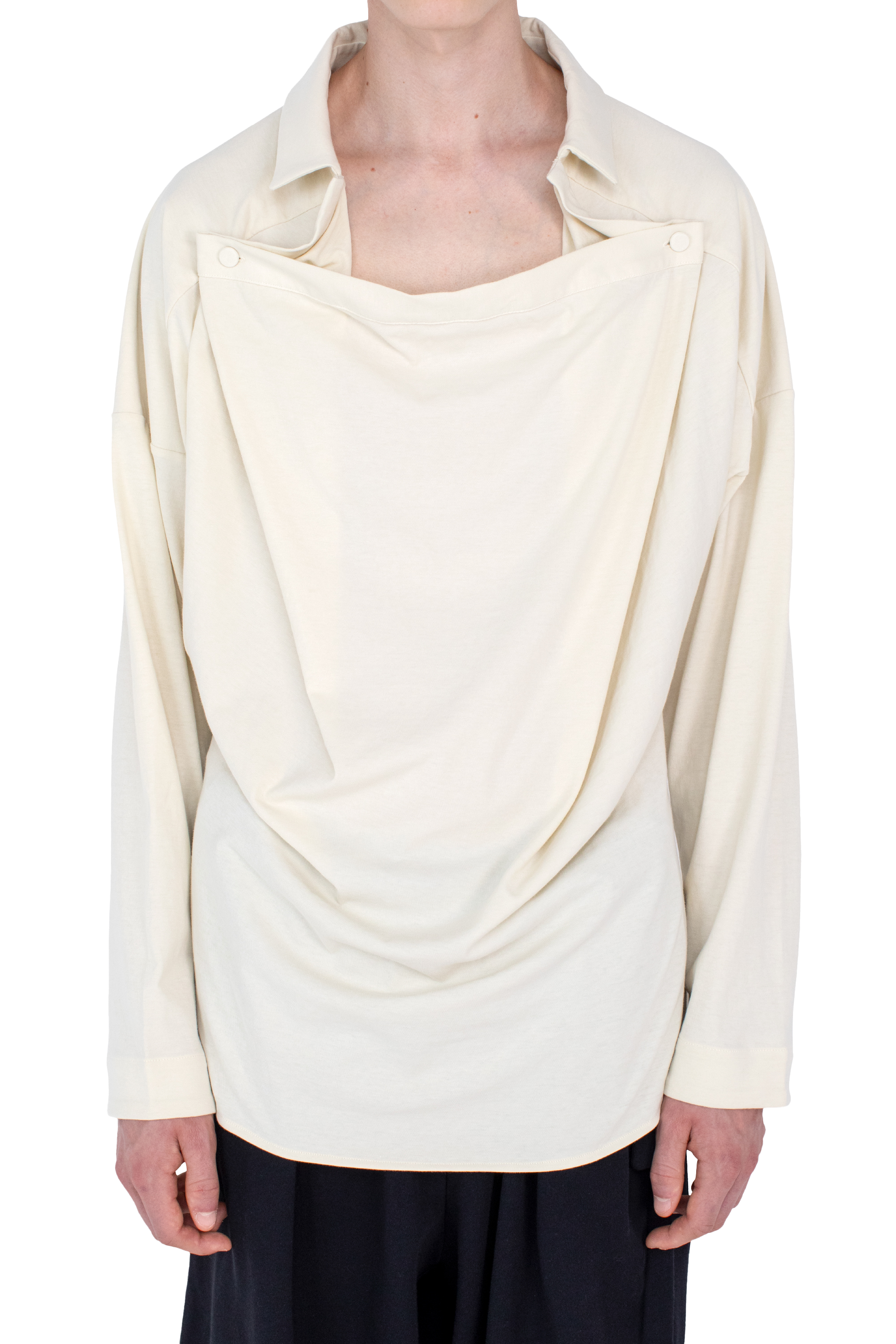 Kiko Kostadinov Shirts ISKAR Drape Shirt Ivory 44 en jersey coton