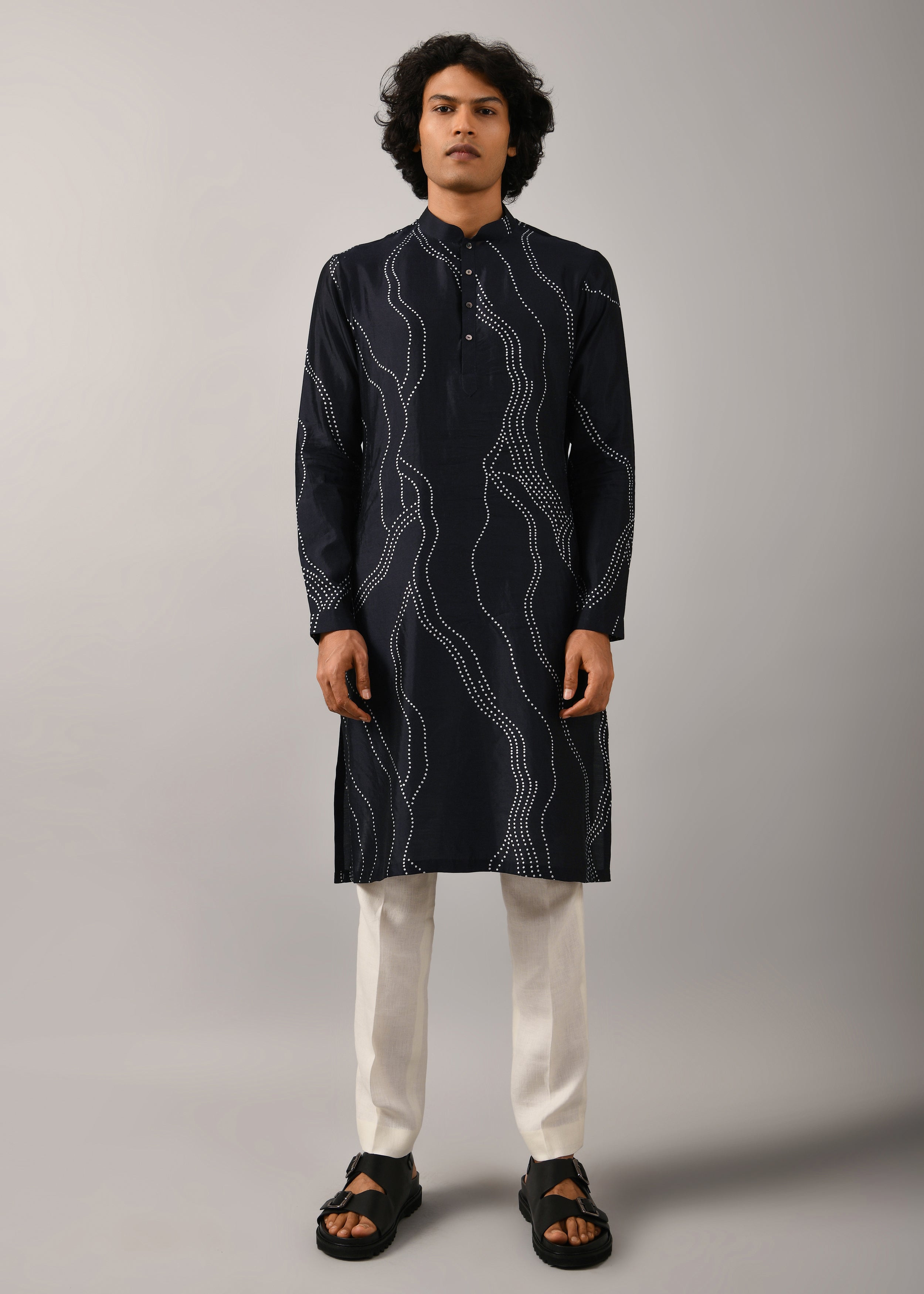 COUNTRYMADE Kurtas Constellation Silk Printed Kurta kurta soie marine