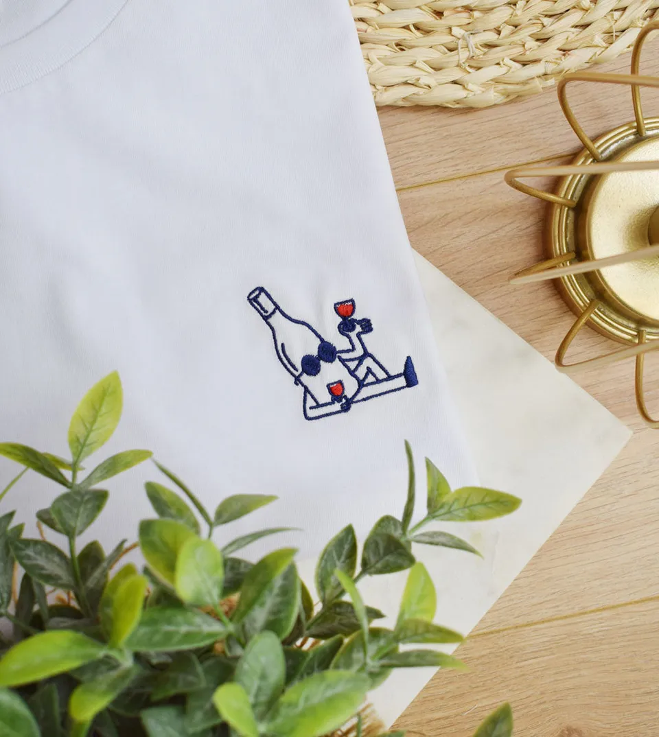 Juste Un T-shirt T-shirts Brodés Monsieur Vin t-shirt coton biologique