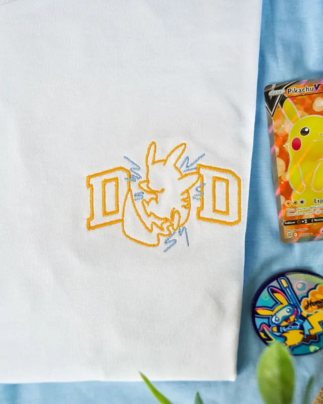 Juste Un T-shirt T-shirts Brodés Papa Pika t-shirt brodé coton bio