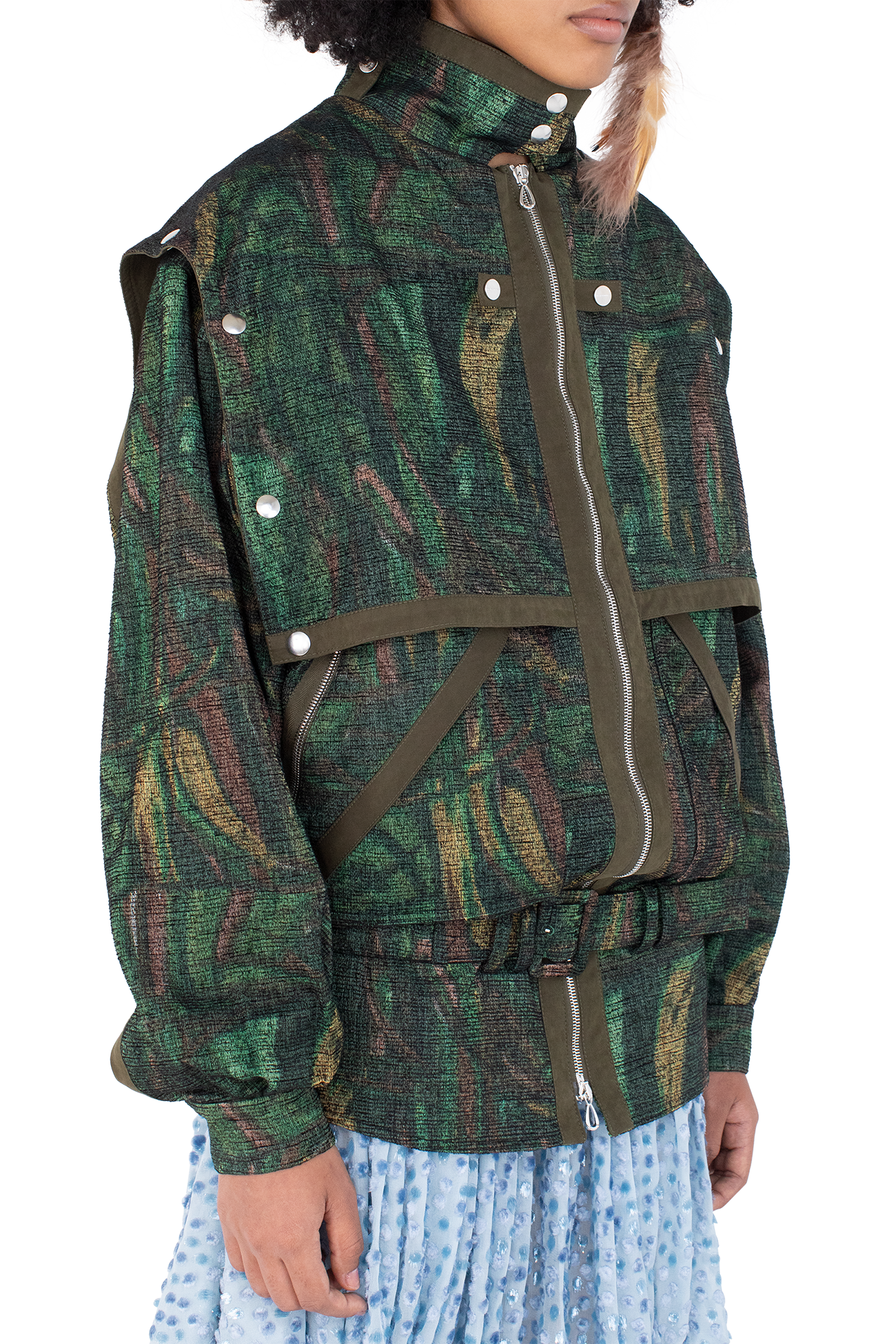 Kiko Kostadinov Outerwear HERON Belted Jacket veste Forest Print oversize