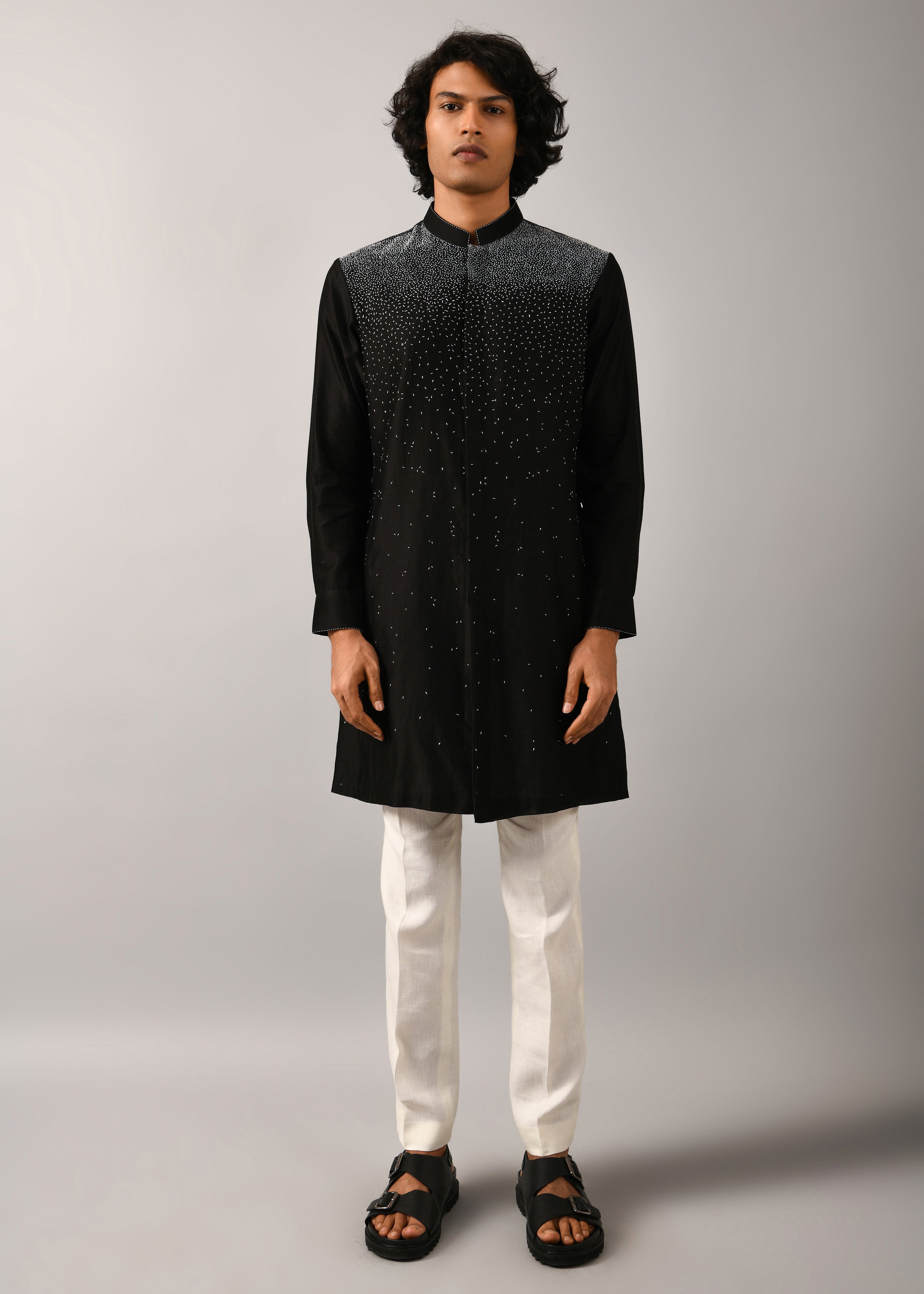 COUNTRYMADE Kurtas Night Sky Front Open Embroidered Kurta kurta noir