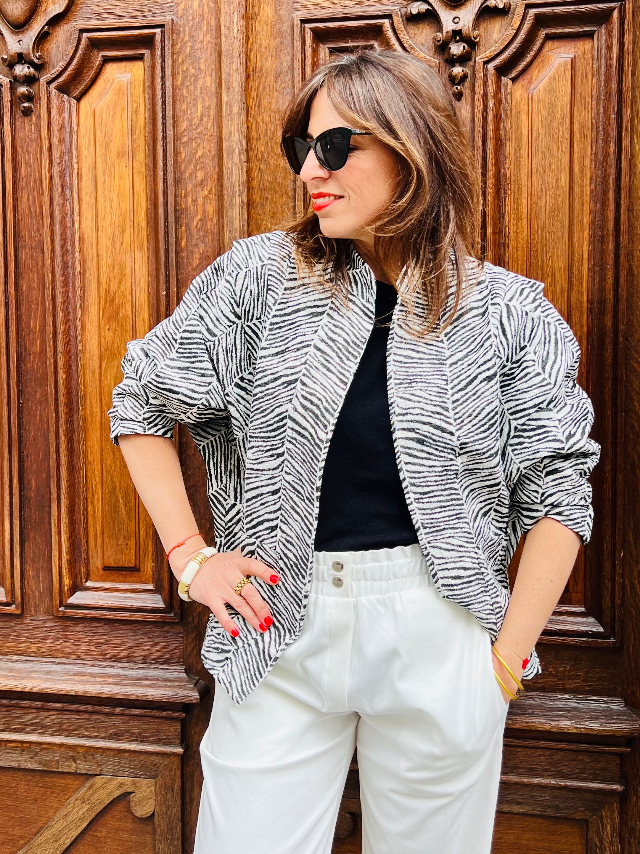 PANTRUCHE Vestes Veste ZOÉ zébrée jacquard coton