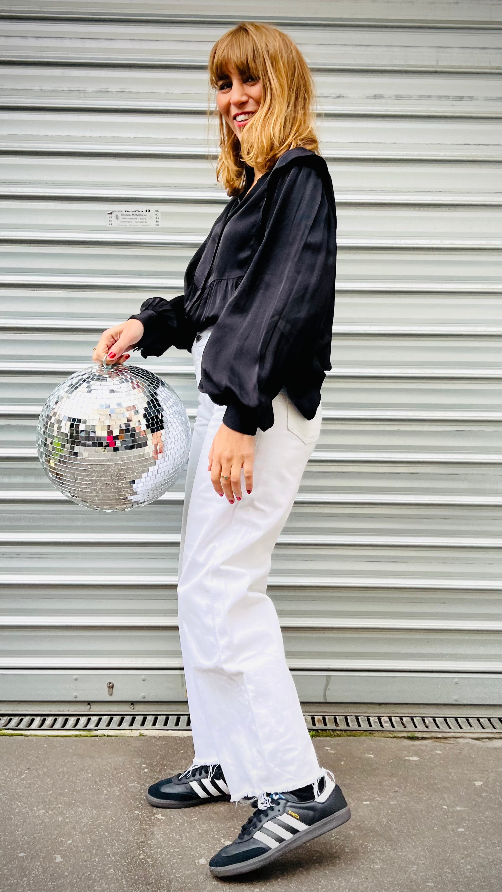 PANTRUCHE Chemises Blouse NINA noir blouse manches ballon en satin