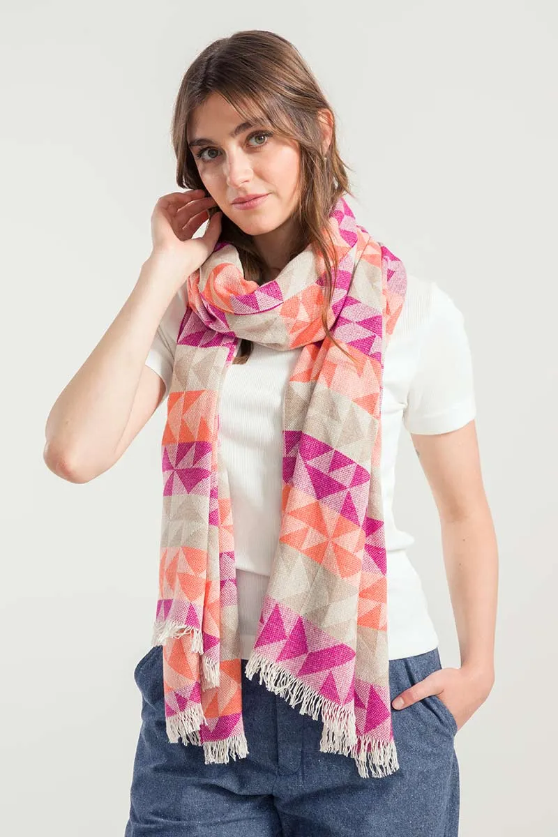 Sourire Multicolore Foulards et Echarpes Etole Eris étole rose et orange 200 x 70 cm en coton recyclé