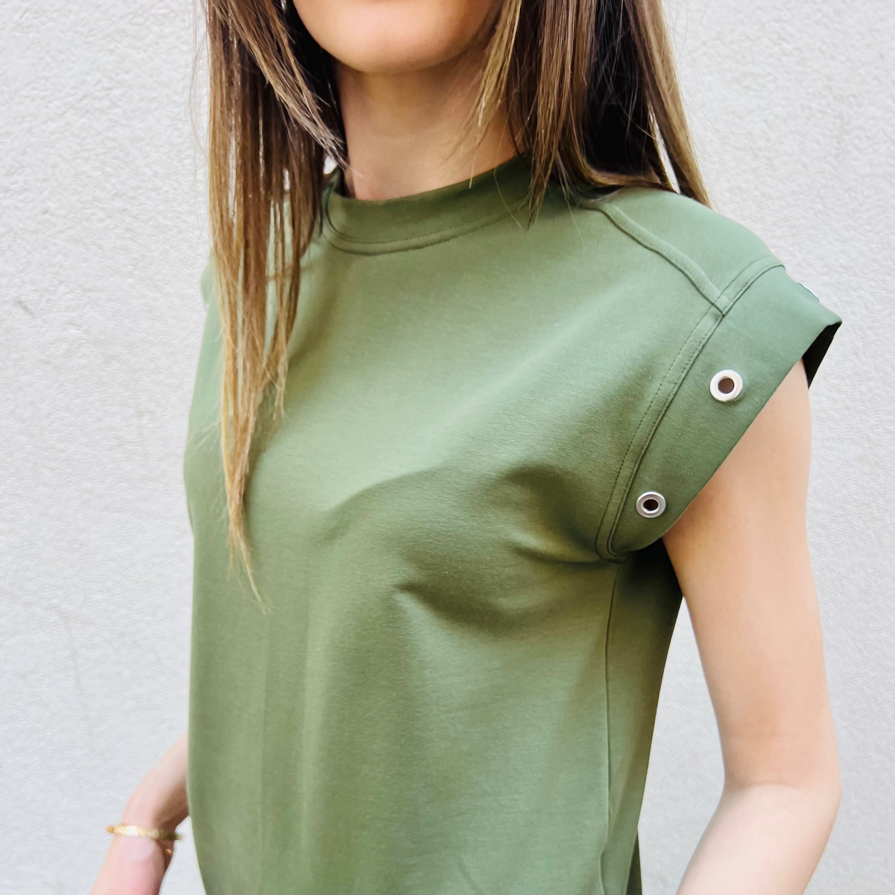 PANTRUCHE Robes Robe longue LOU kaki en coton à œillets