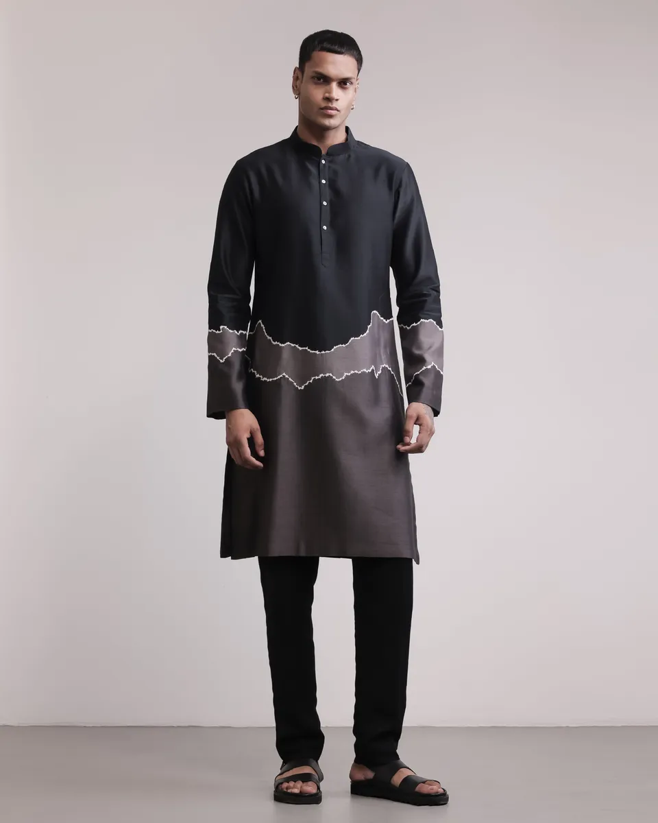COUNTRYMADE Kurtas Fractured Gradient Patchwork Kurta Set ensemble kurta soie