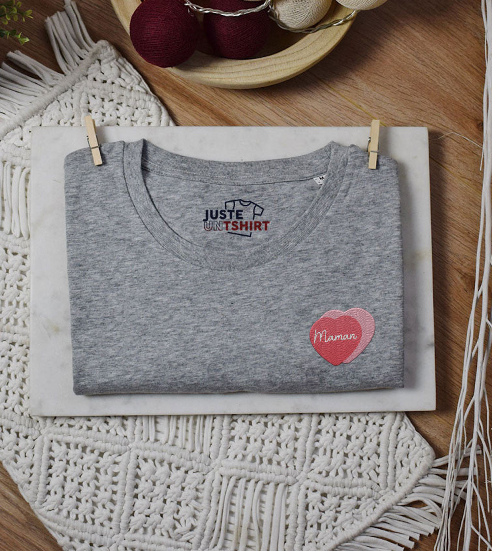 Juste Un T-shirt T-shirts Brodés Maman Amour t-shirt blanc