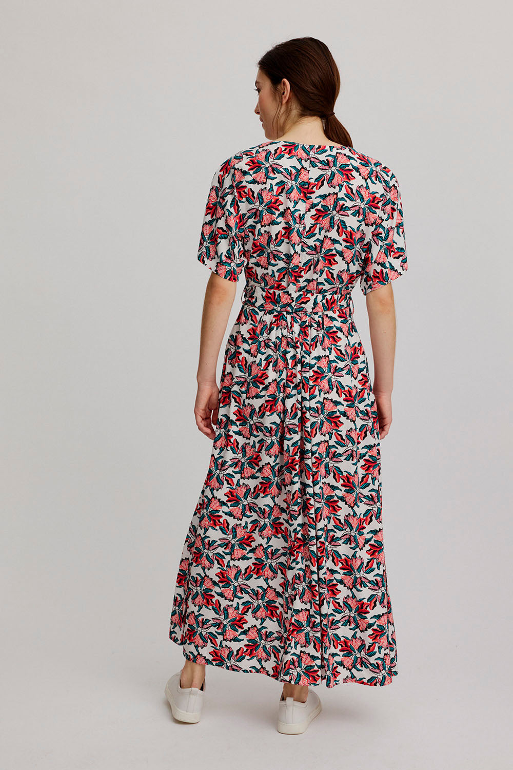 Sourire Multicolore Robes Robe longue imprimé floral Ecovero ceinturée