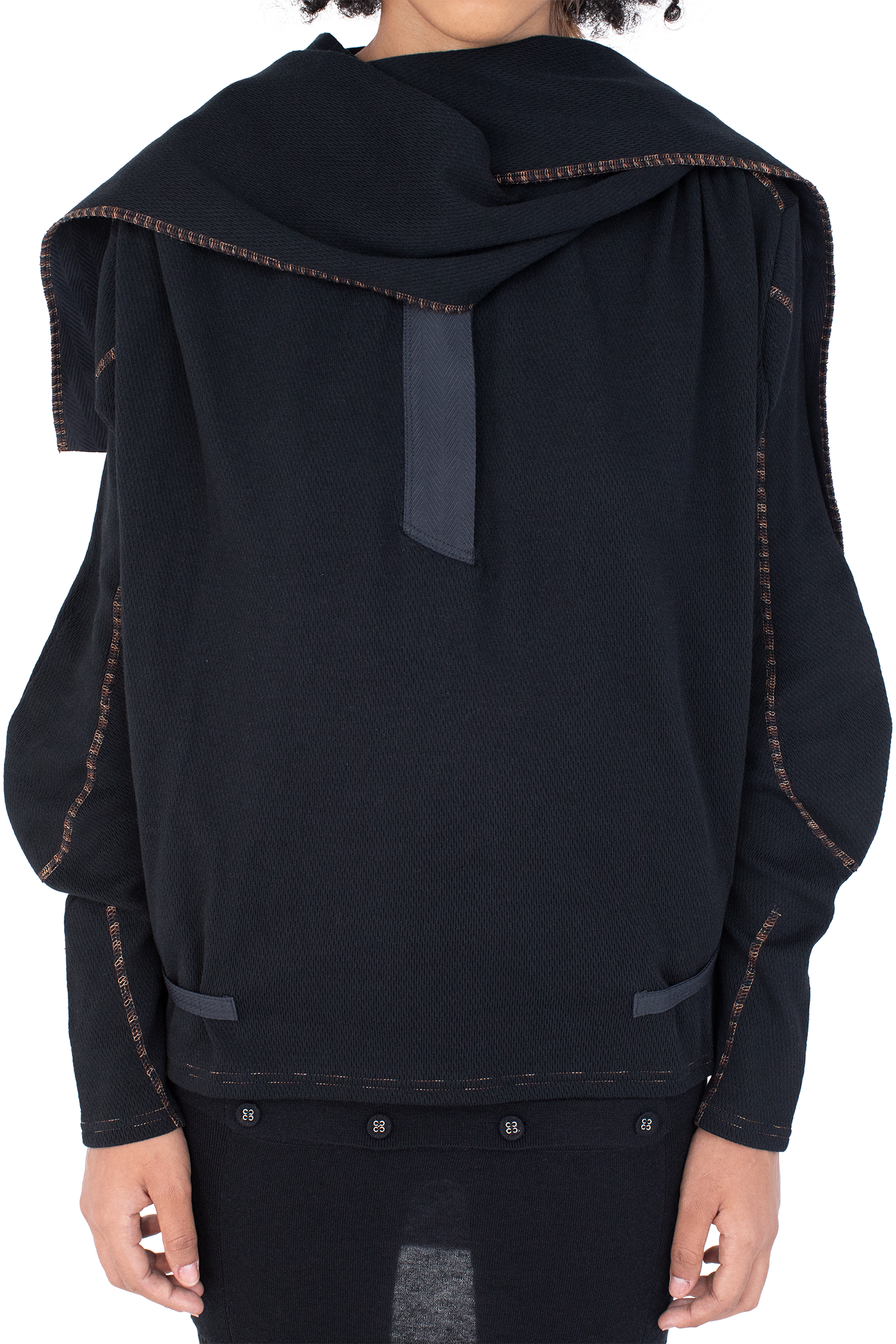 Kiko Kostadinov Tops PETREL Hooded Pullover pull à capuche Ink Black coton piqué