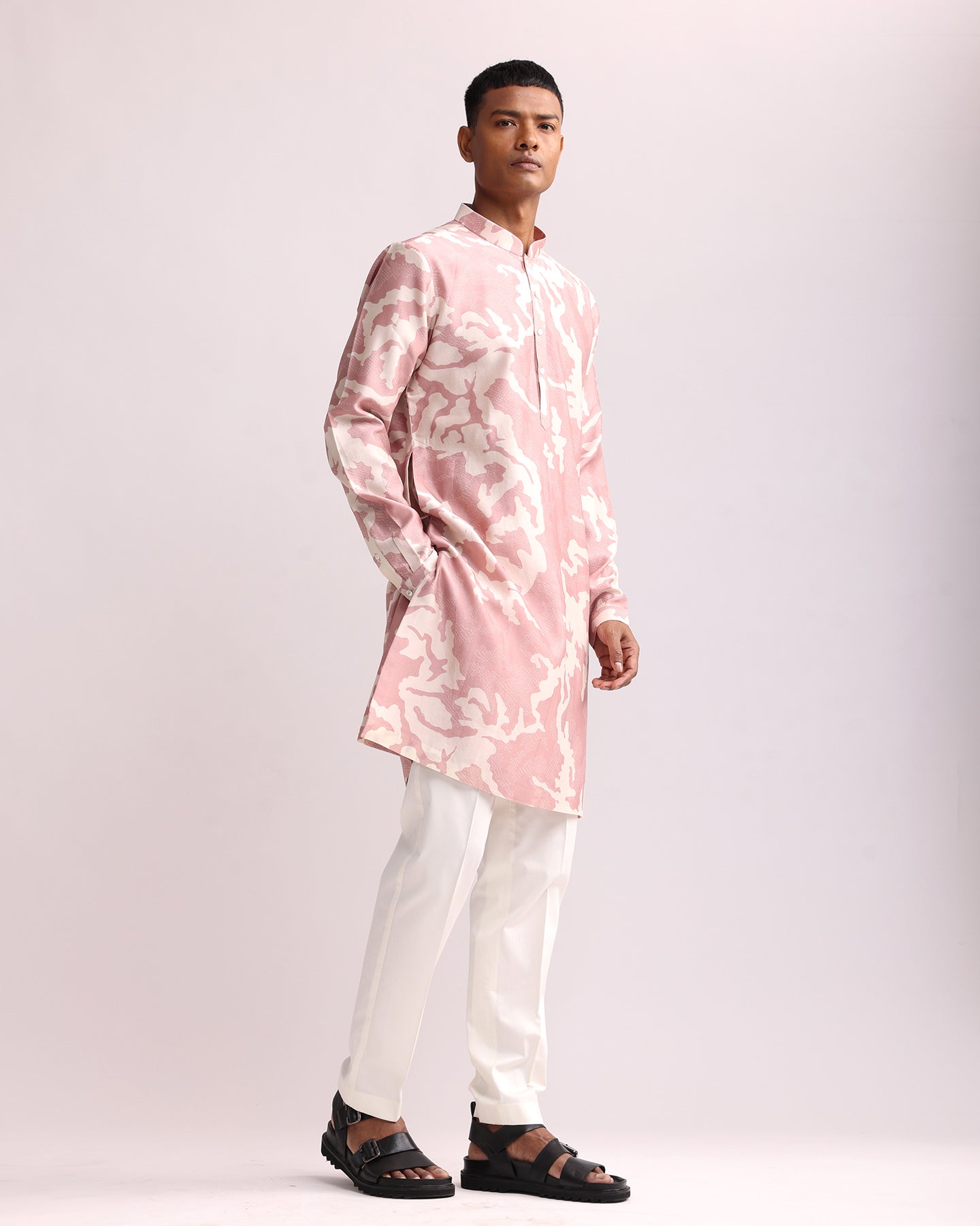 COUNTRYMADE Kurtas Camouflage Shadow Print Kurta kurta rose soie Chanderi