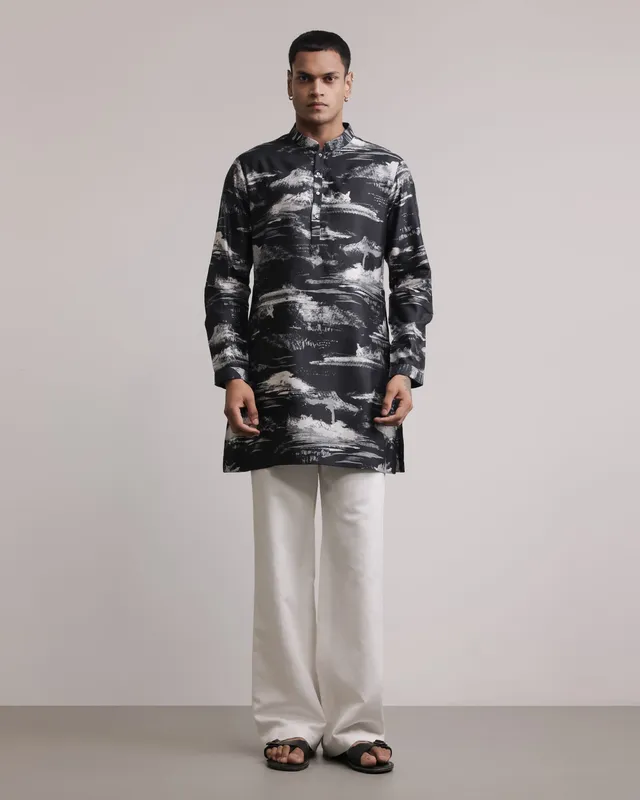 COUNTRYMADE Kurtas Dust Cloud Print Kurta kurta en soie imprimée