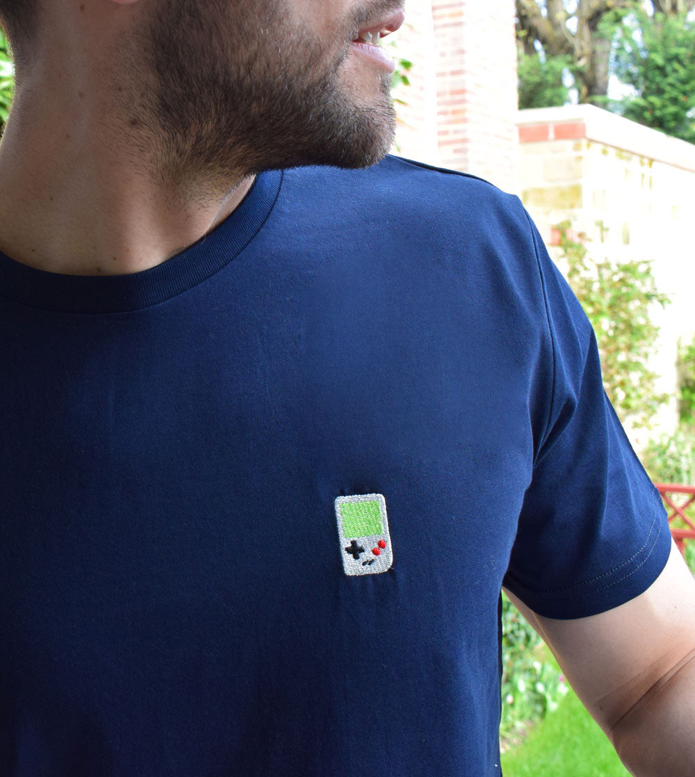 Juste Un T-shirt T-shirts Brodés Game Boy t-shirt vert bouteille S coton biologique