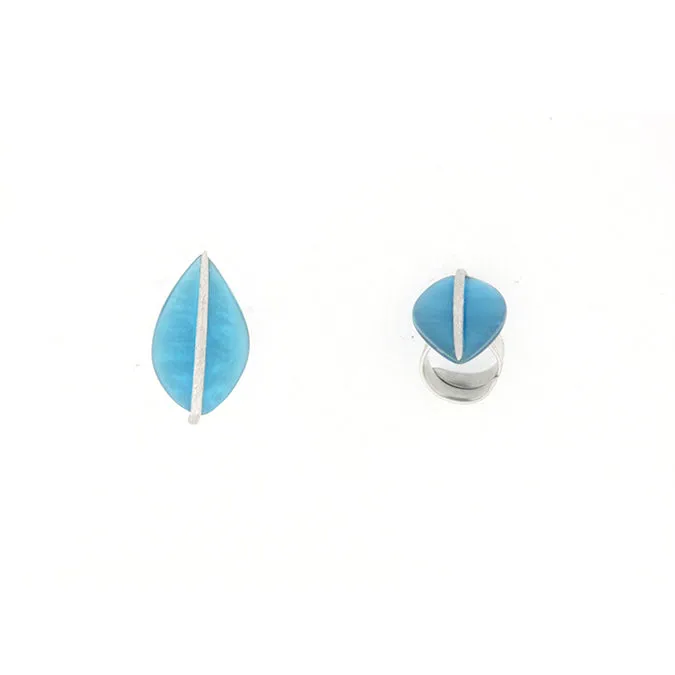 Sourire Multicolore Bagues bague feuille réglable en résine bleue et aluminium