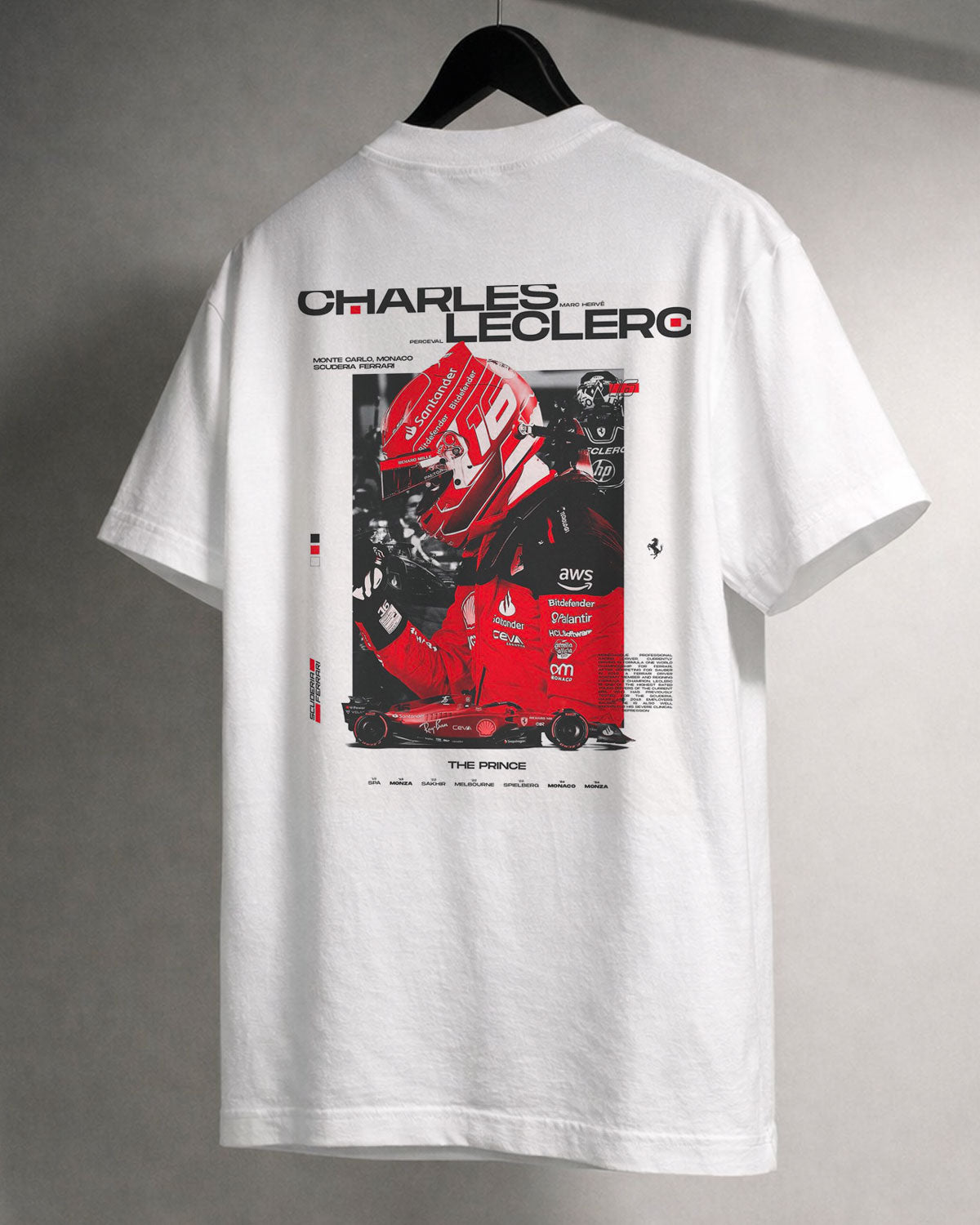Juste Un T-shirt T-shirts Imprimés Back Print Formule 1 Leclerc t-shirt homme blanc coton bio