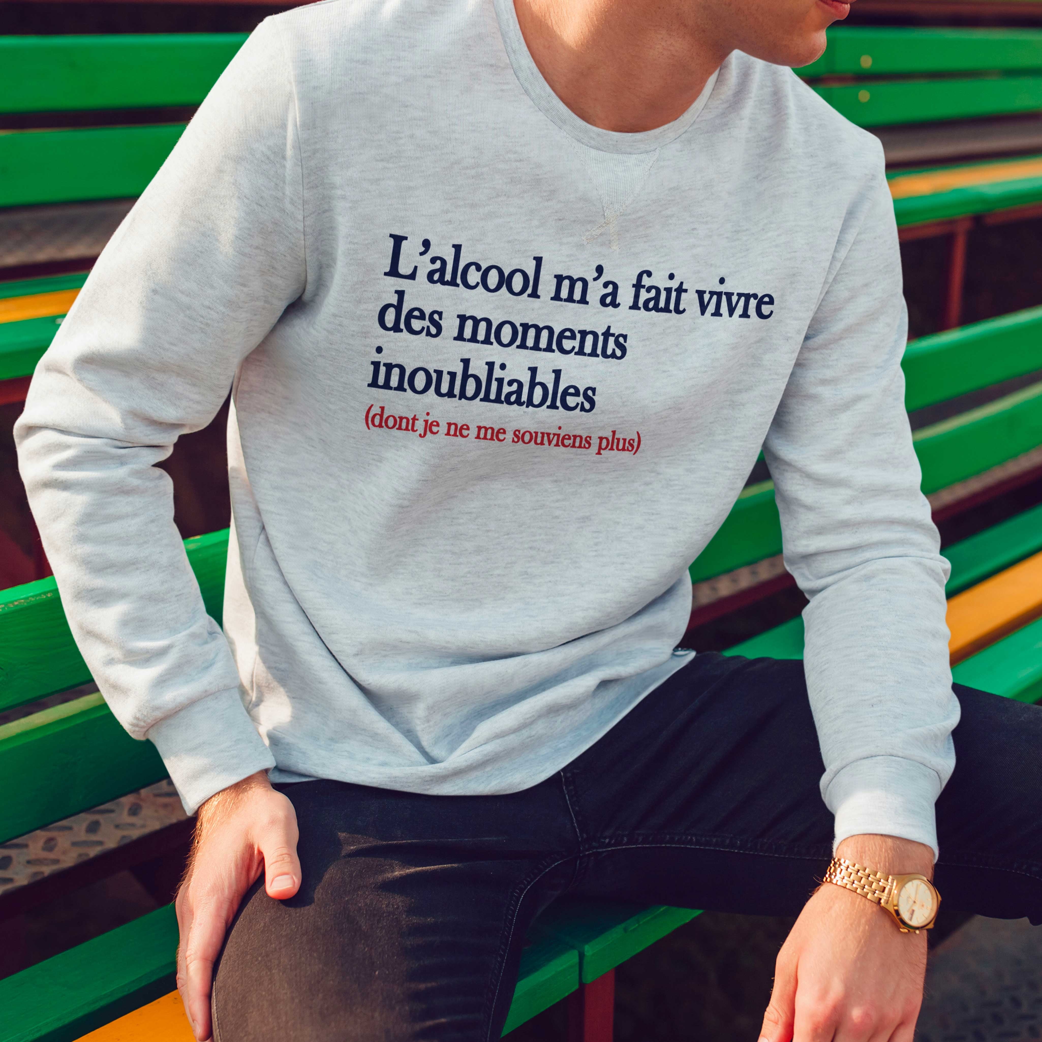 Juste Un T-shirt Sweats Imprimés Des moments inoubliables sweat-shirt gris chiné