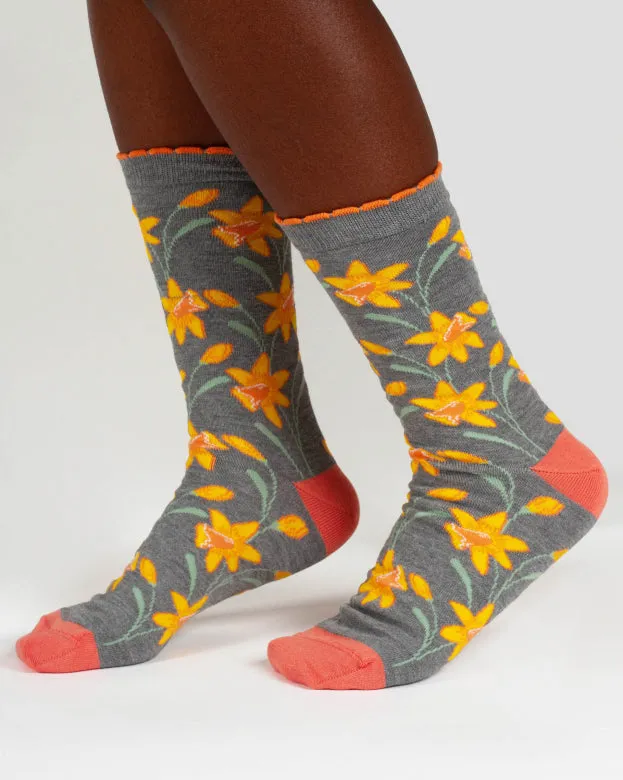Sourire Multicolore Chaussettes femme Jonquilles chaussettes bambou 36-40