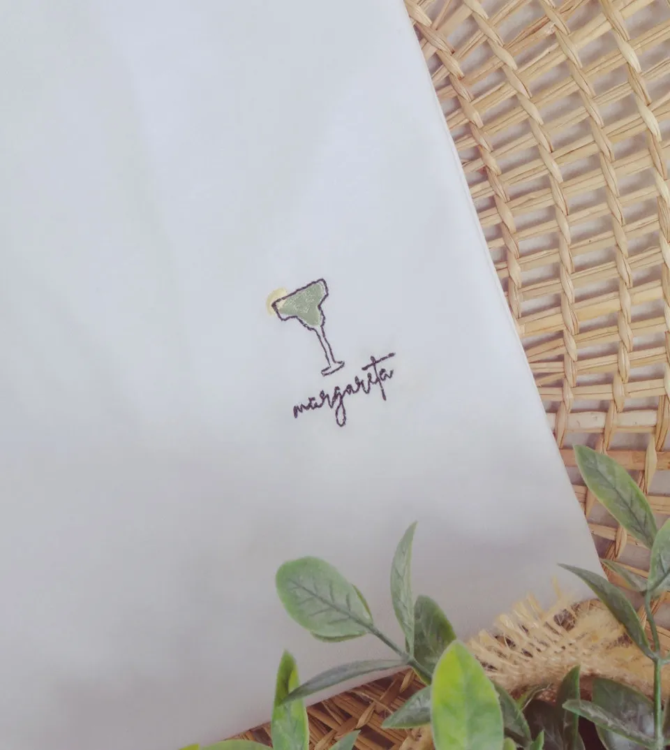 Juste Un T-shirt T-shirts Brodés Margarita Cocktail t-shirt brodé blanc