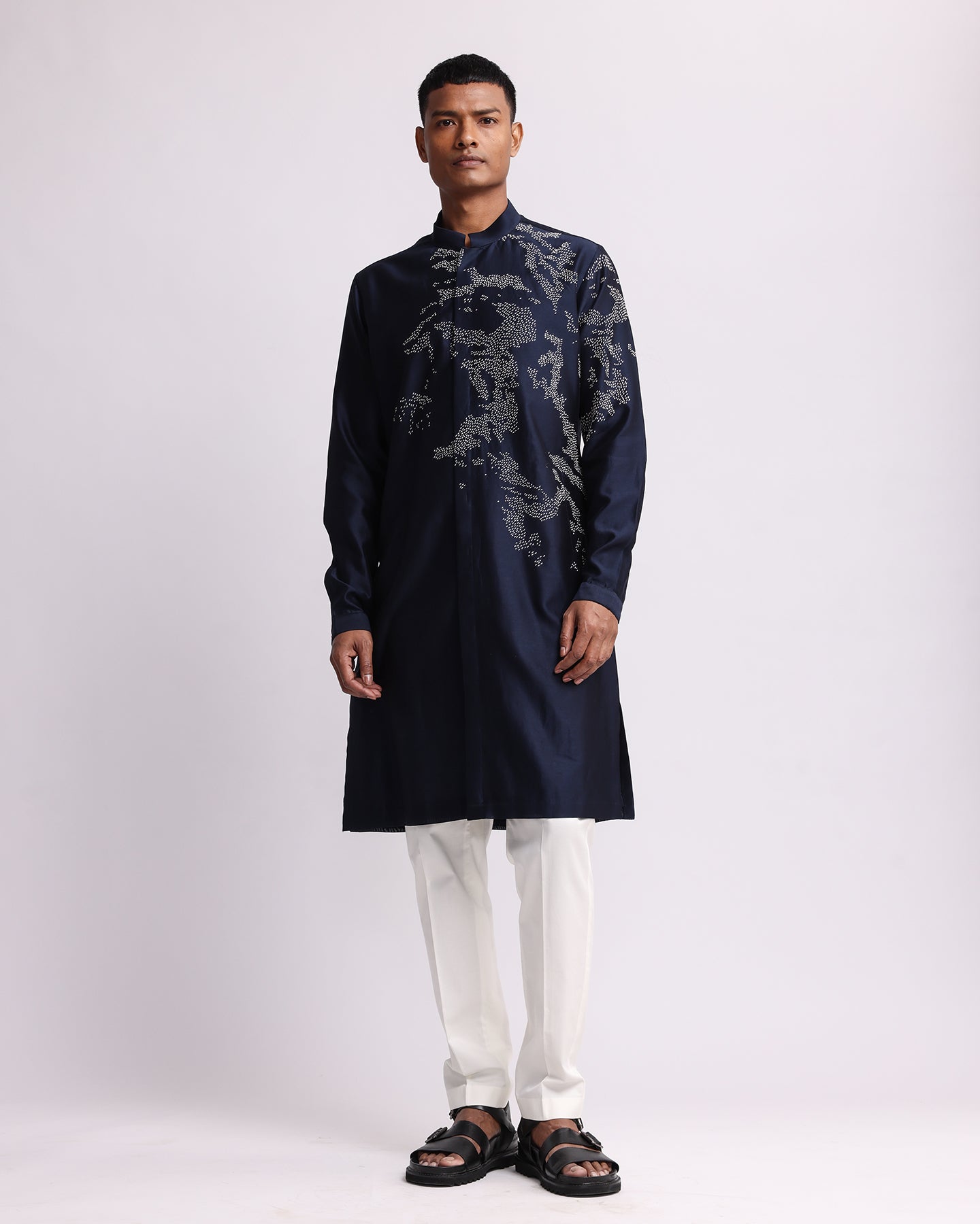 COUNTRYMADE Kurtas Shadow Camo Placement Kurta Set kurta bleu marine 2 pièces brodé