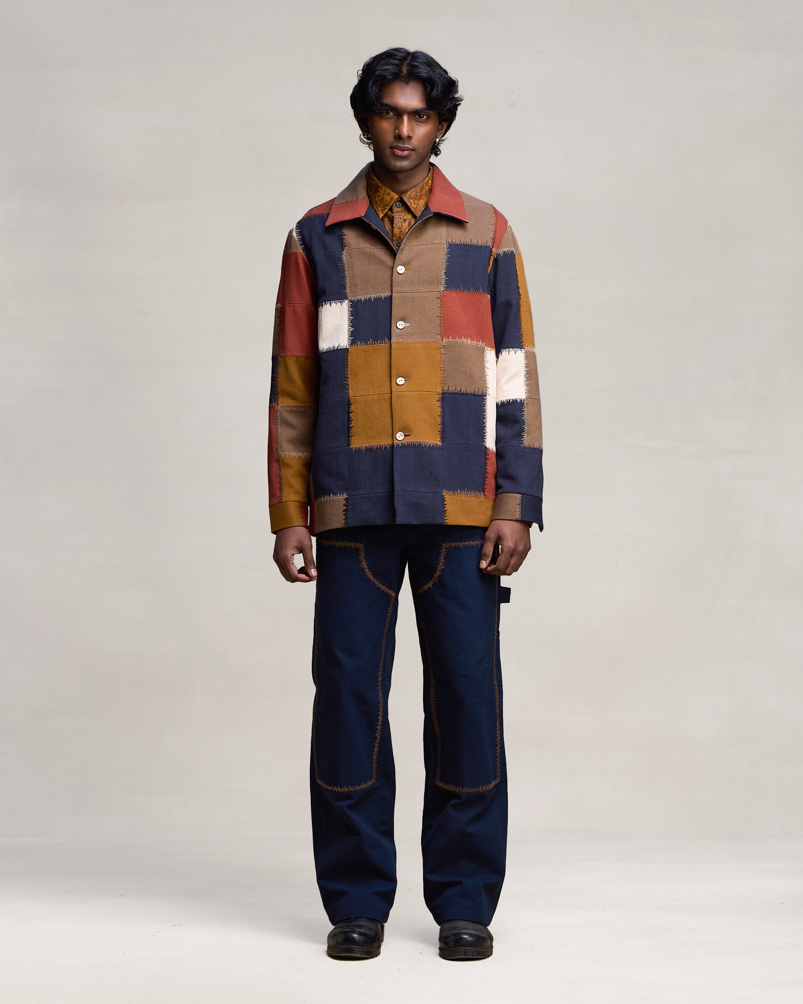 COUNTRYMADE Shirts PATCHWORK BOUND OVERSHIRT surchemise denim oversize brodée