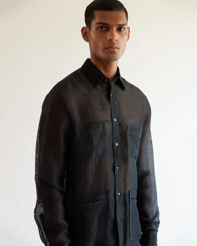 COUNTRYMADE Shirts Sheer Shirt chemise noire en coton lin