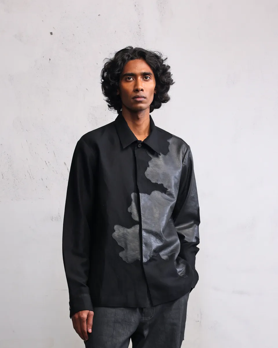 COUNTRYMADE Shirts Tattered Terrain Leather patch shirt chemise lin cuir