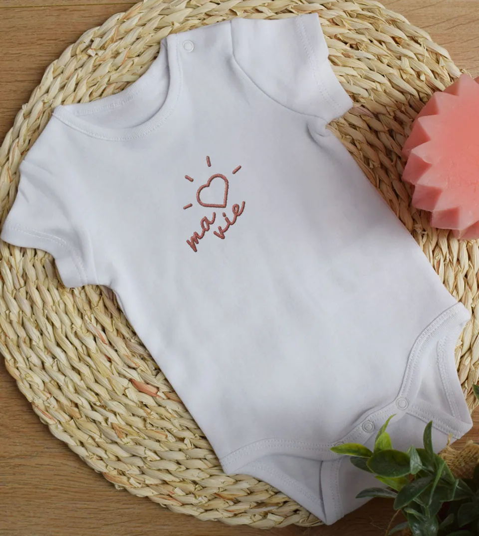 Juste Un T-shirt Bébé Ma vie body brodé 0-3 mois