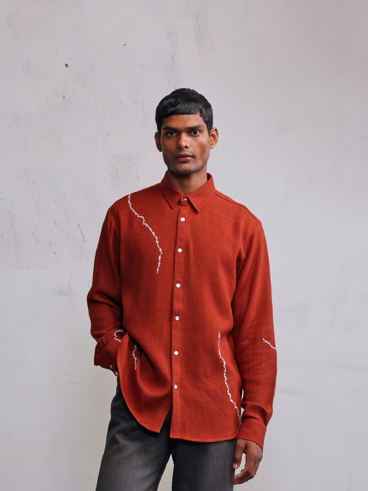 COUNTRYMADE Shirts Fractured line rust chemise brodée rouille