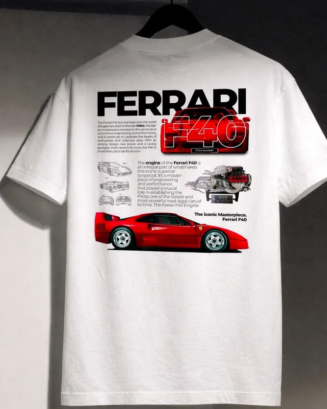 Juste Un T-shirt T-shirts Imprimés Back Print Ferrari F40 t-shirt blanc homme coton bio