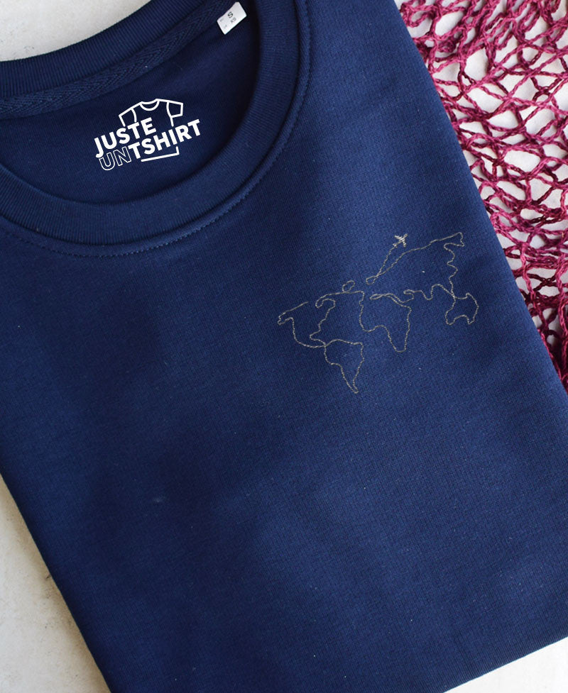 Juste Un T-shirt Sweats Brodés Tour du monde sweat brodé voyage