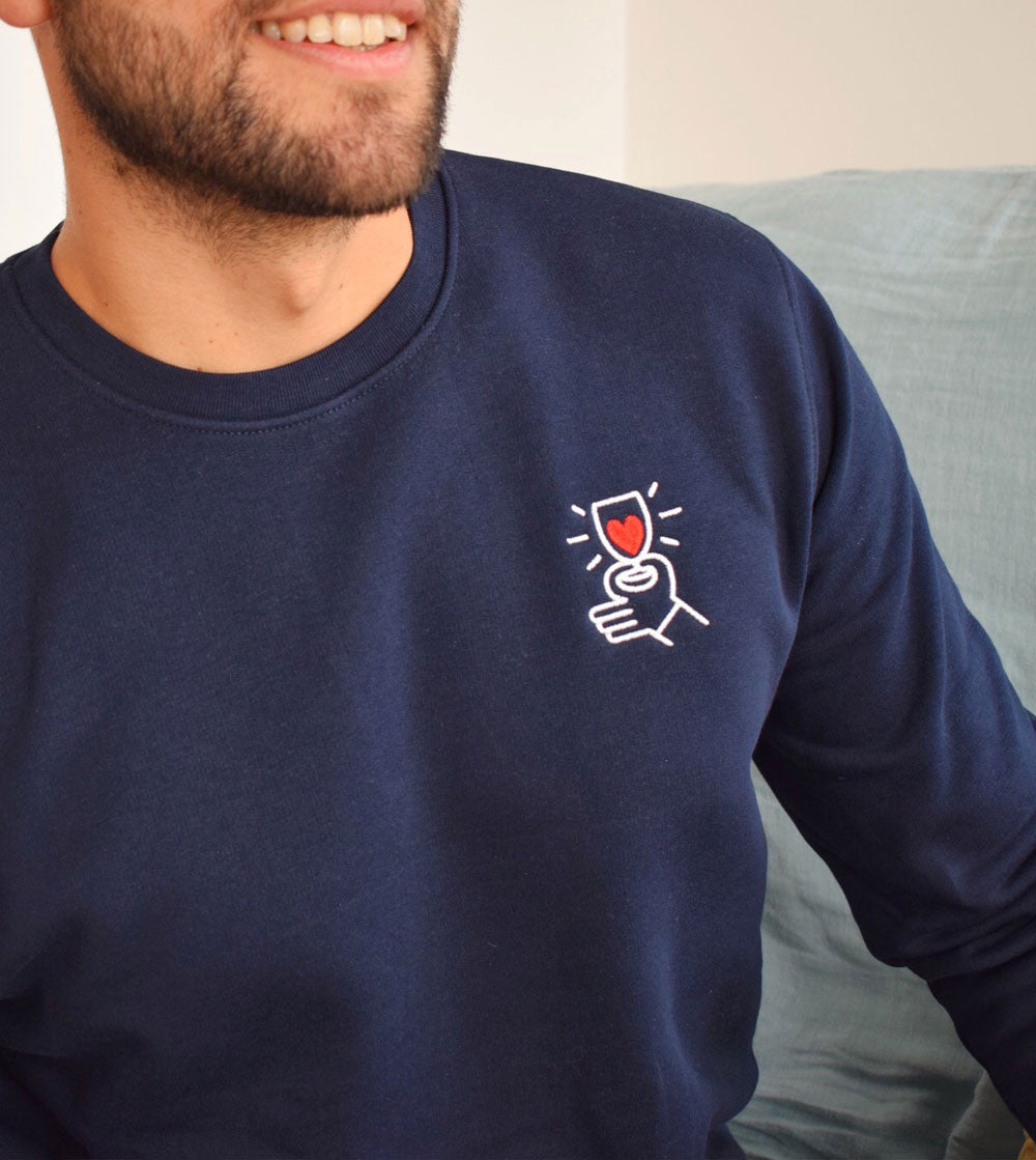 Juste Un T-shirt Sweats Brodés Coeur Rouge sweat brodé vin