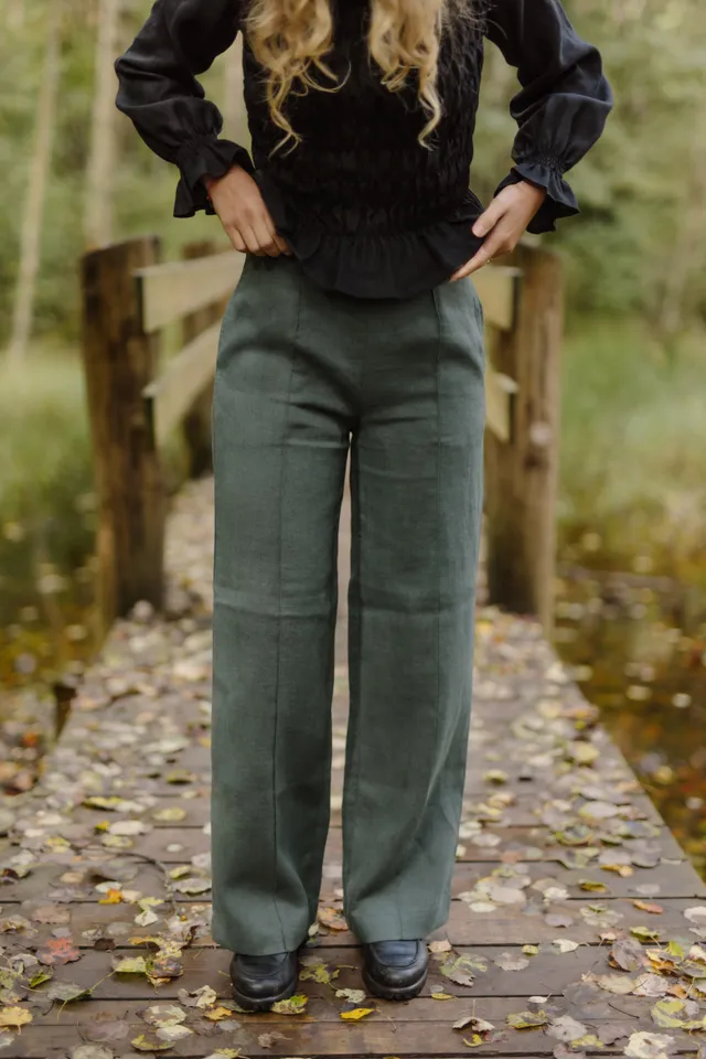 Laumė linen Linen Bottoms Gailė pantalon en lin taille haute