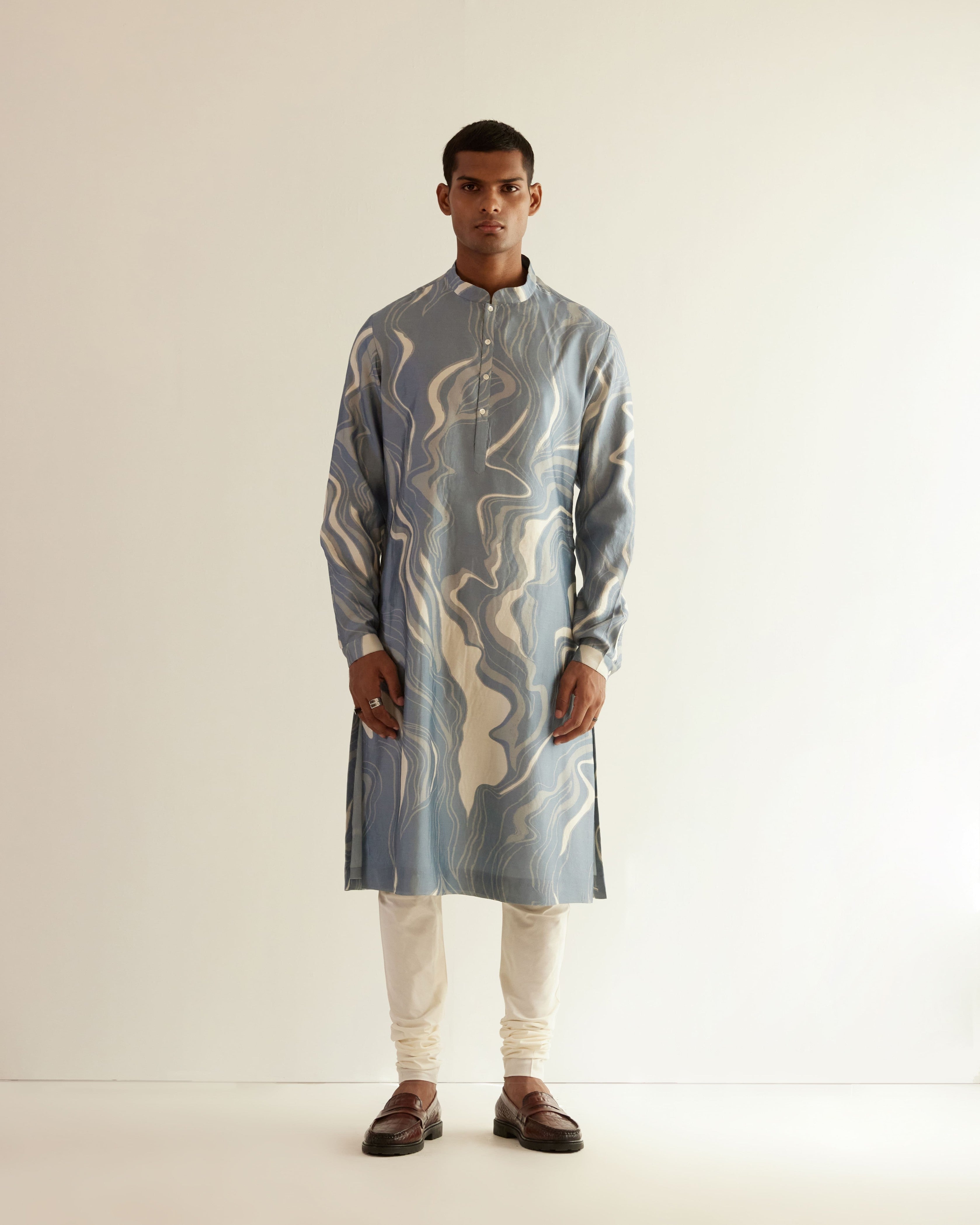 COUNTRYMADE Kurtas Infinity Print Kurta ensemble kurta bleu poudré