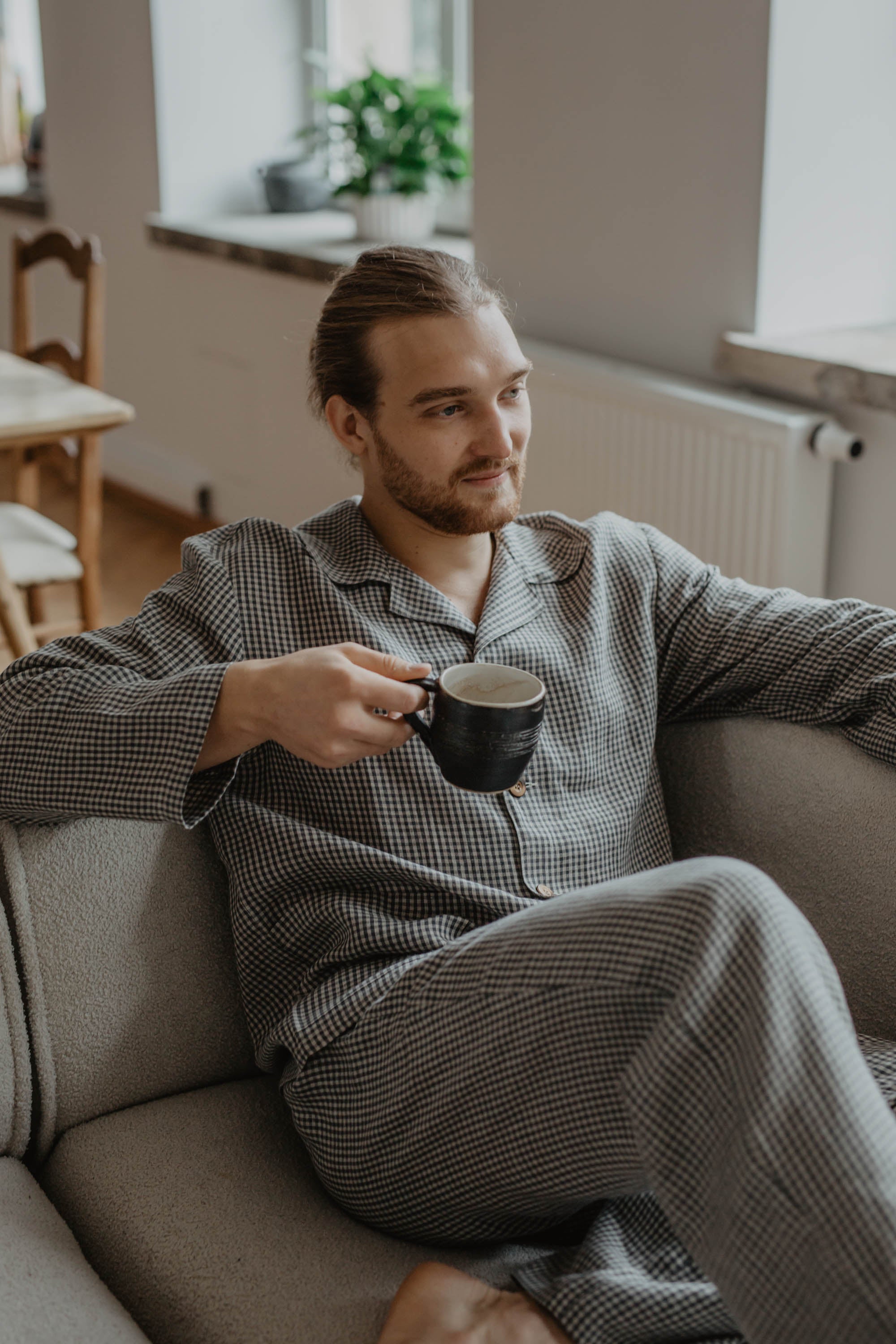 Laumė linen Loungewear PERKŪNAS pyjama homme vert forêt lin