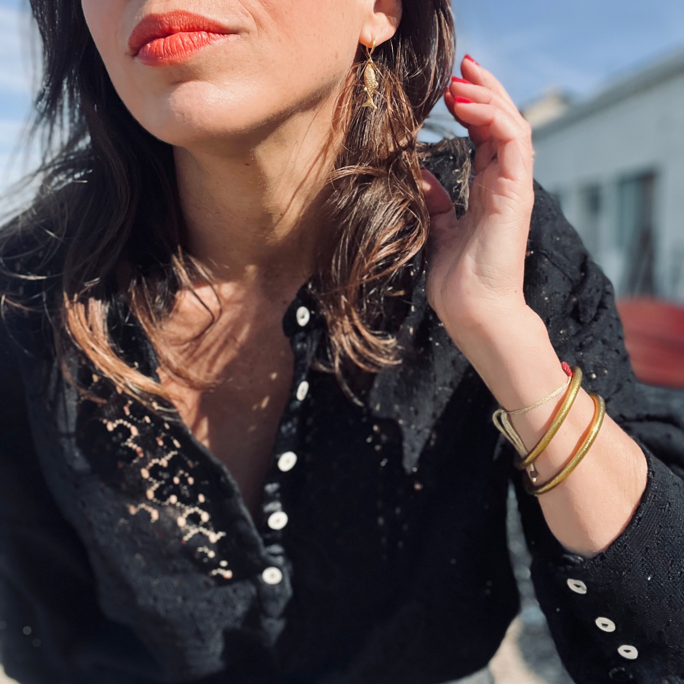 PANTRUCHE Chemises Blouse COLETTE dentelle noire coton