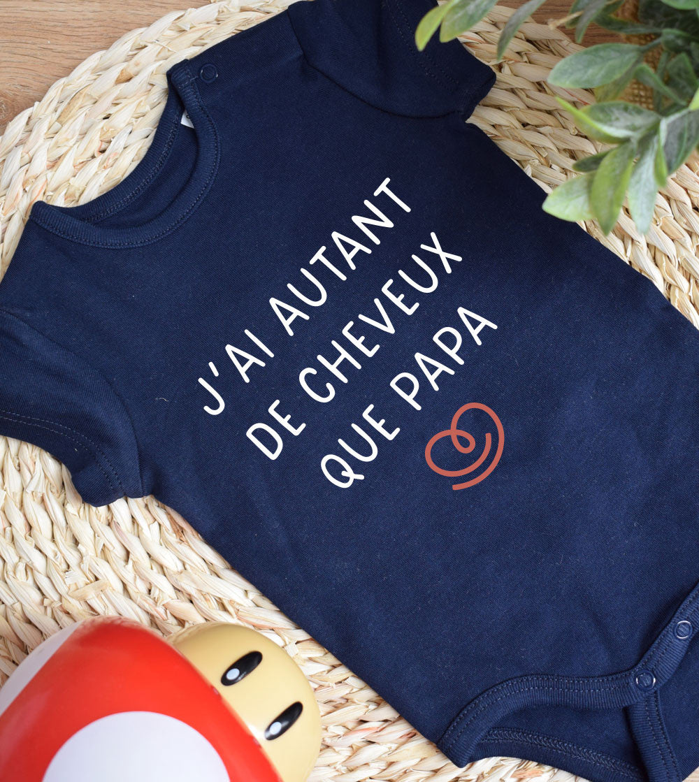 Juste Un T-shirt Bébé Autant de cheveux que papa body bébé