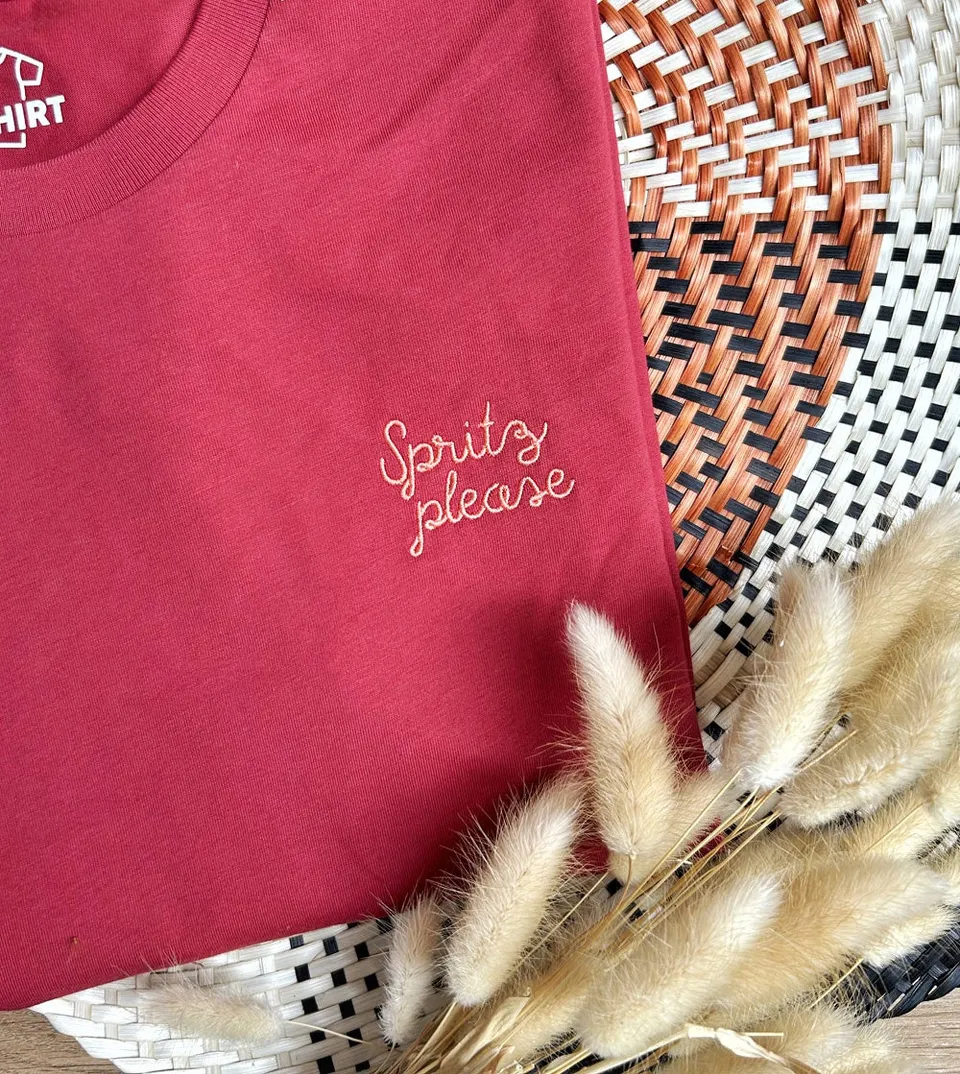 Juste Un T-shirt T-shirts Brodés Spritz Please t-shirt brodé coton bio