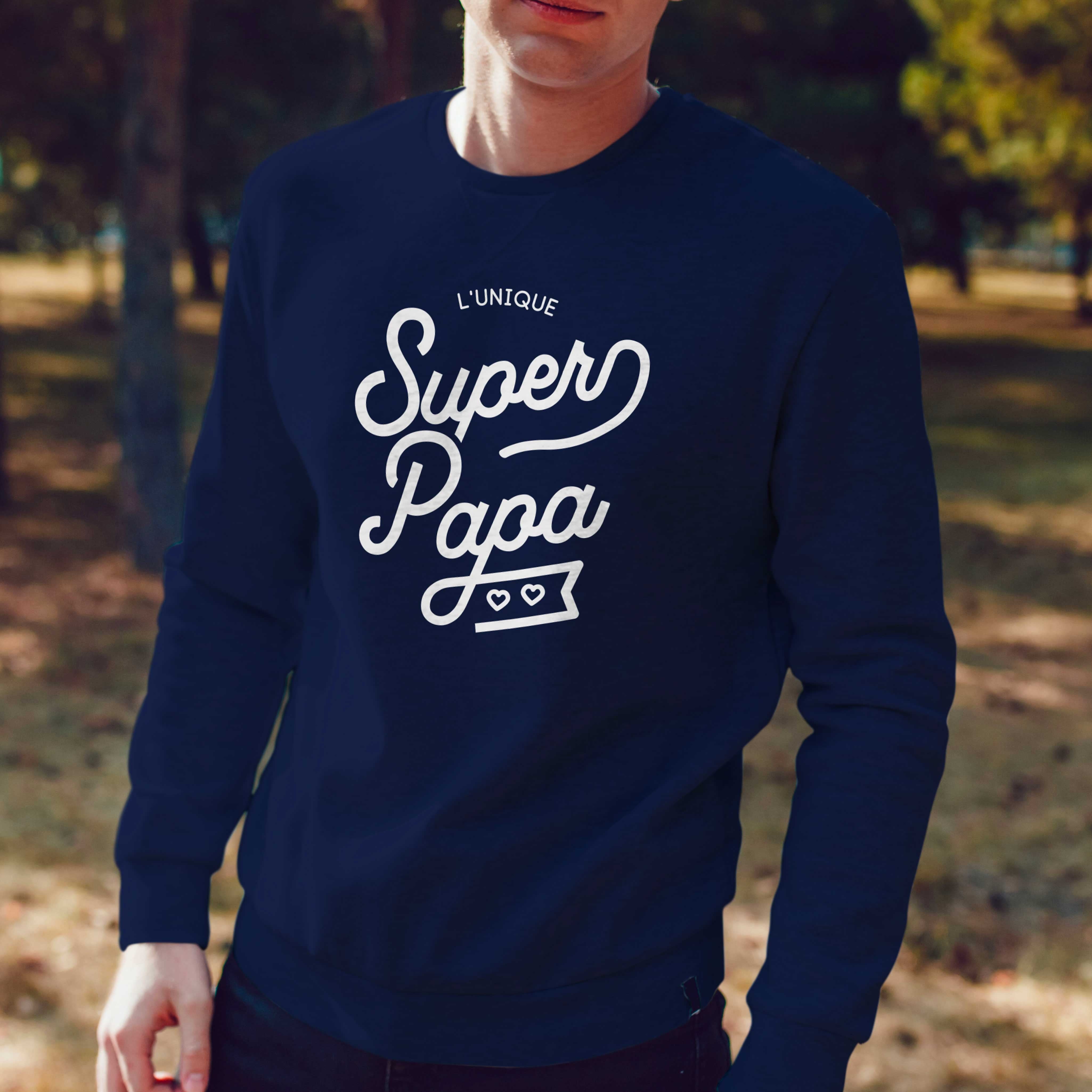 Juste Un T-shirt Sweats Imprimés Super Papa sweat-shirt homme gris chiné