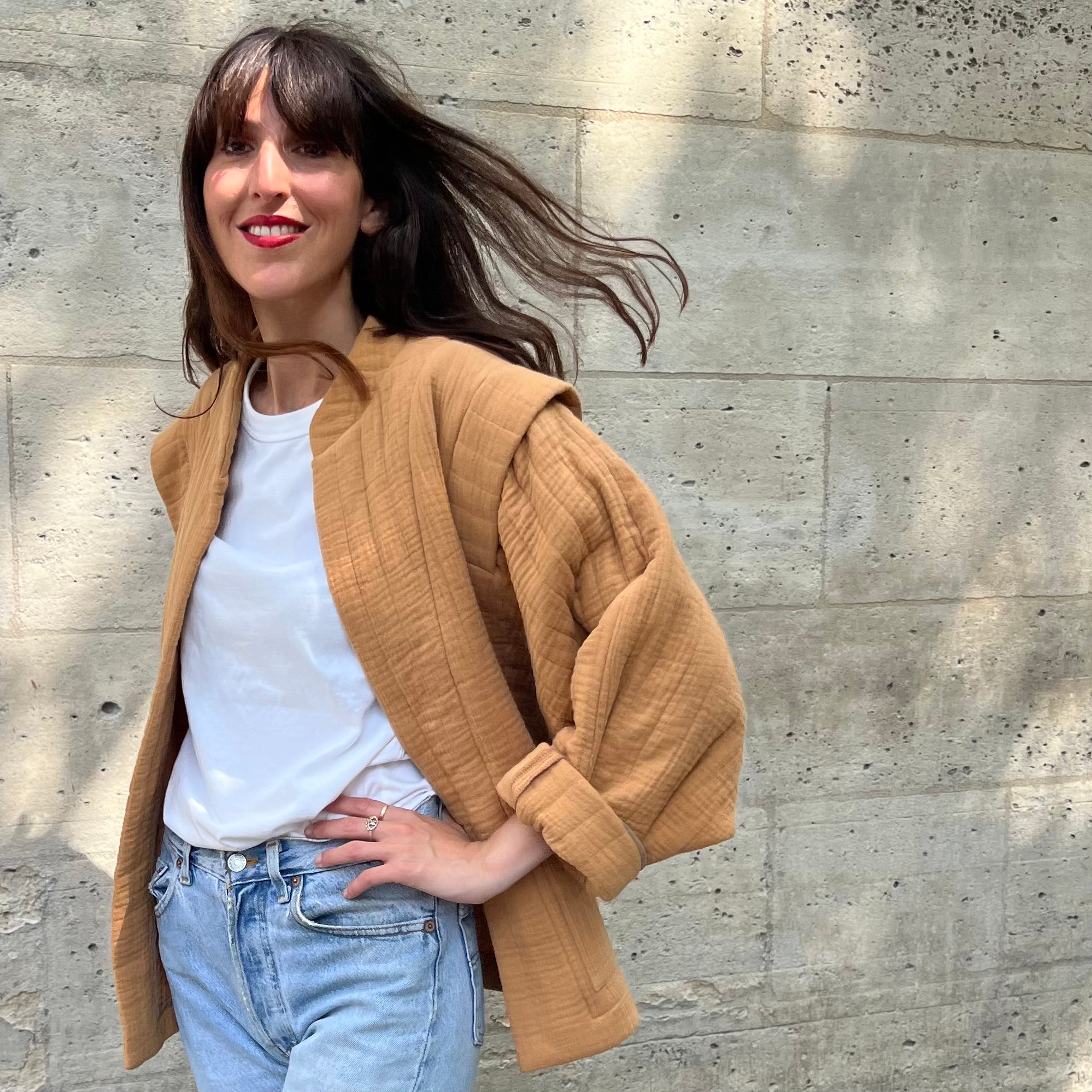 PANTRUCHE Vestes ISADORA miel veste S-M en coton matelassé